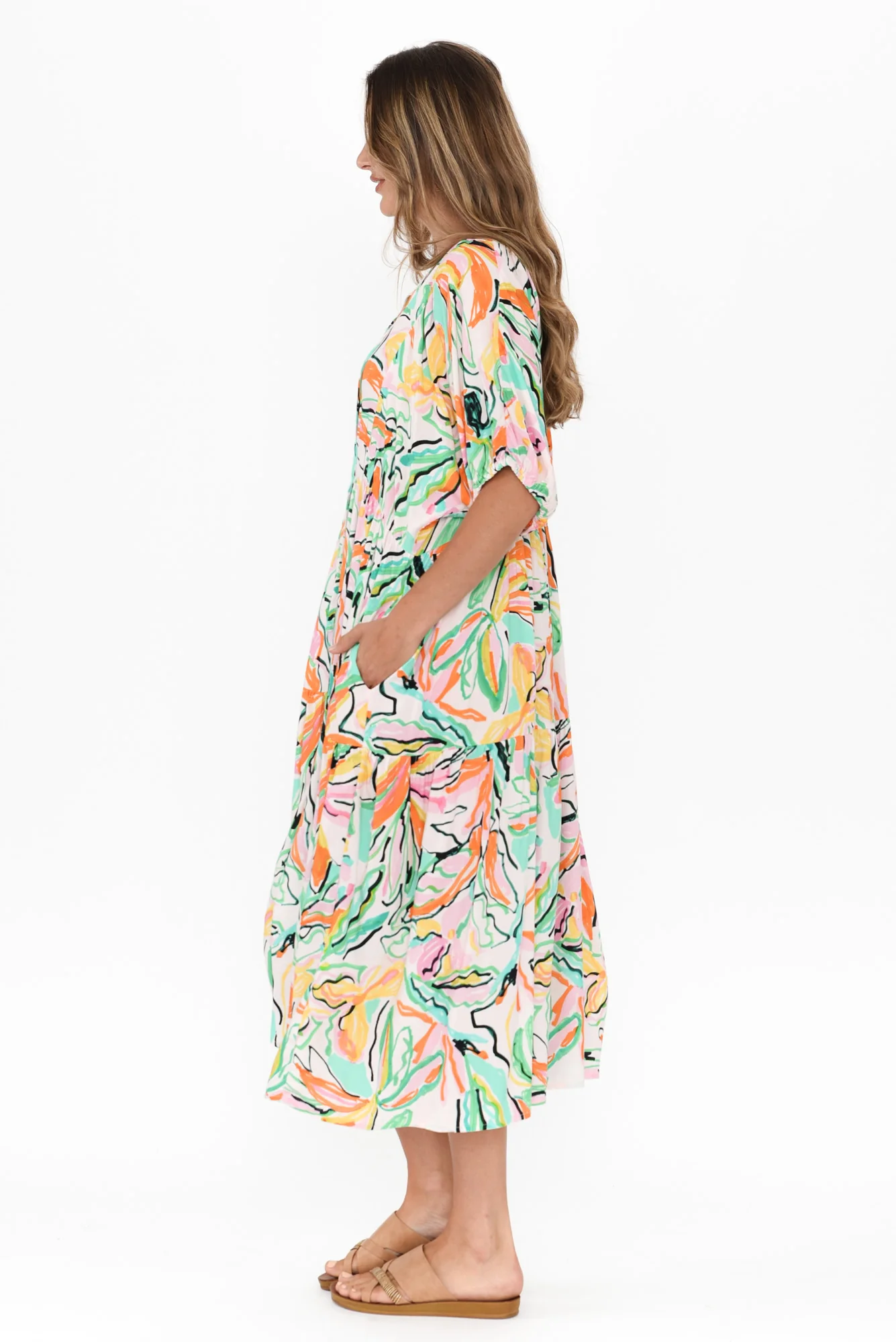 Rima Green Floral Midi Dress