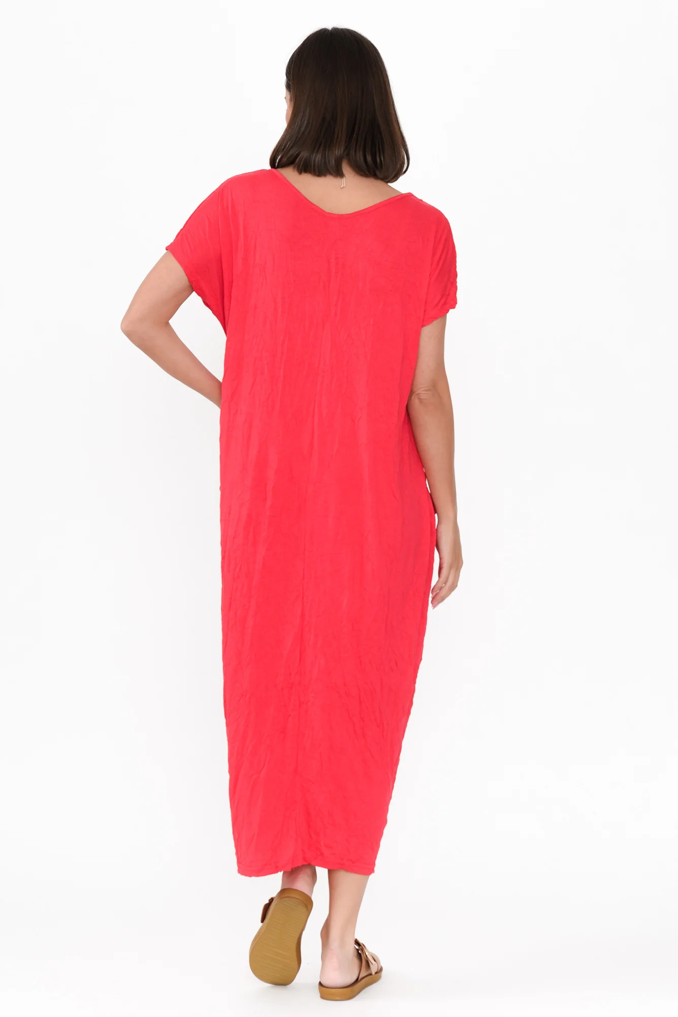 Travel Berry Crinkle Cotton Maxi Dress