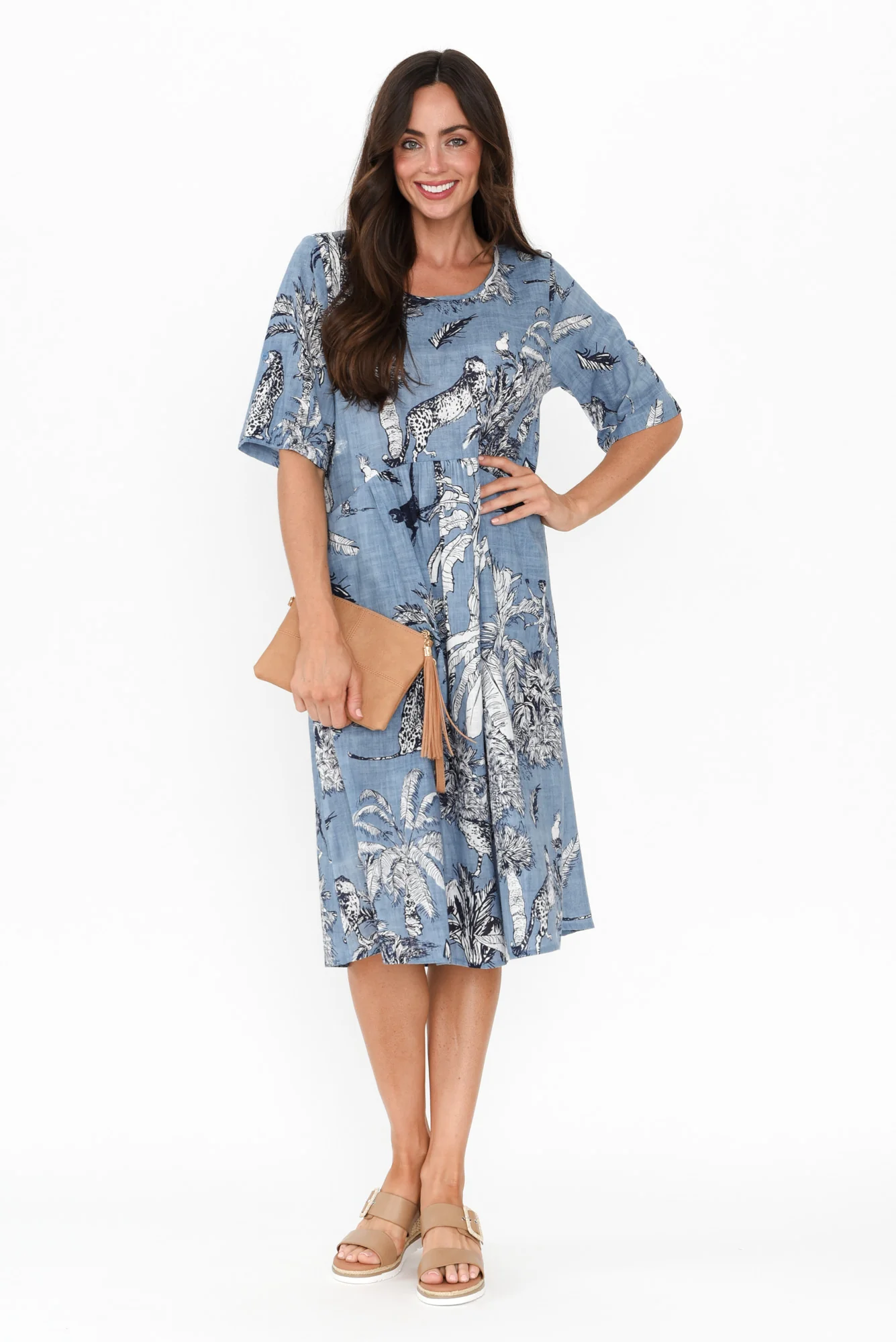 Mackie Blue Jungle Cotton Pocket Dress