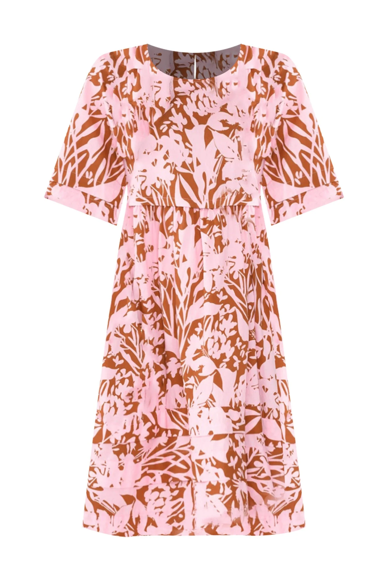 Kingsley Pink Geo Cotton Tiered Dress