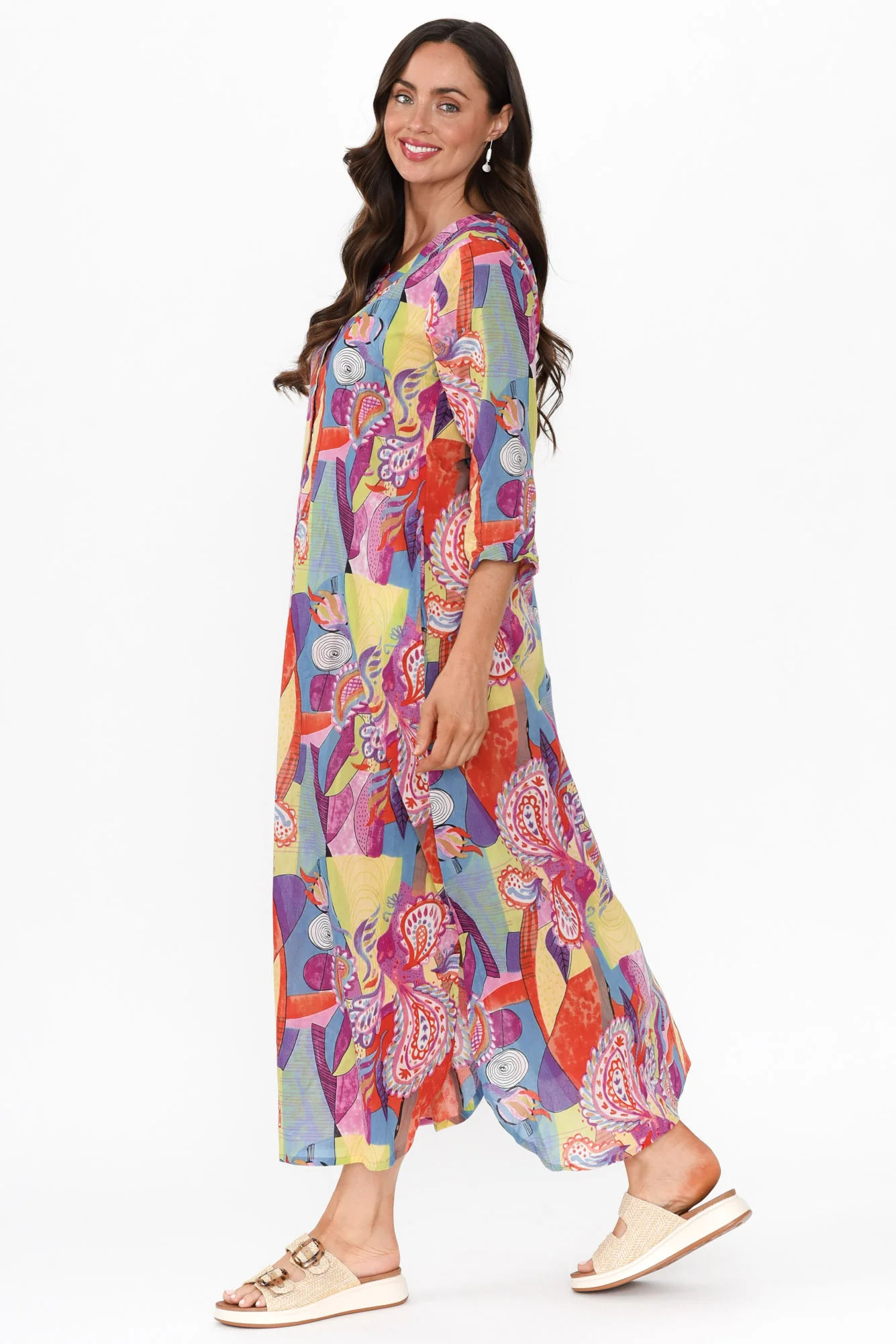 Apia Orange Geo Cotton Maxi Dress