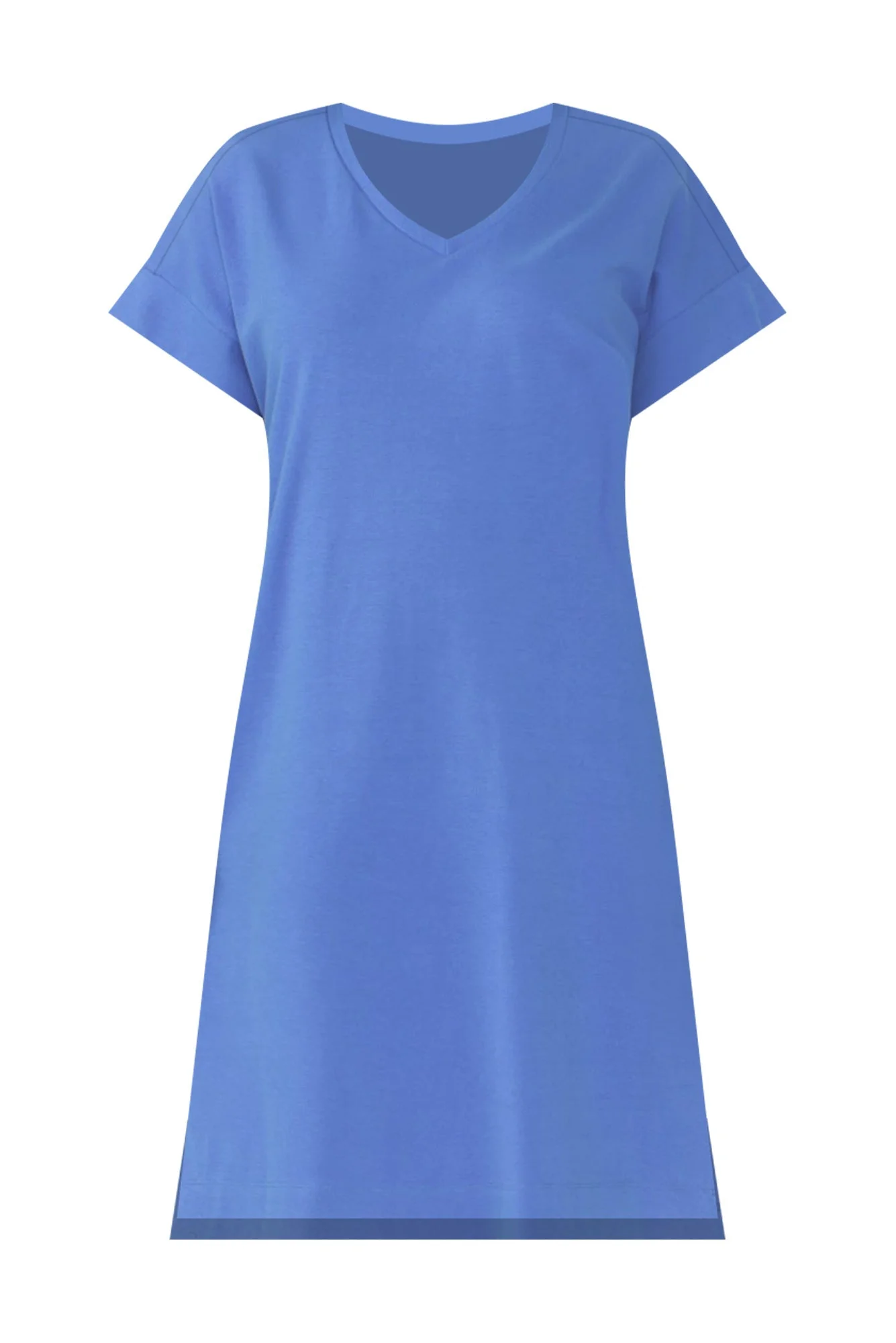 Elise Blue V Neck T-Shirt Dress