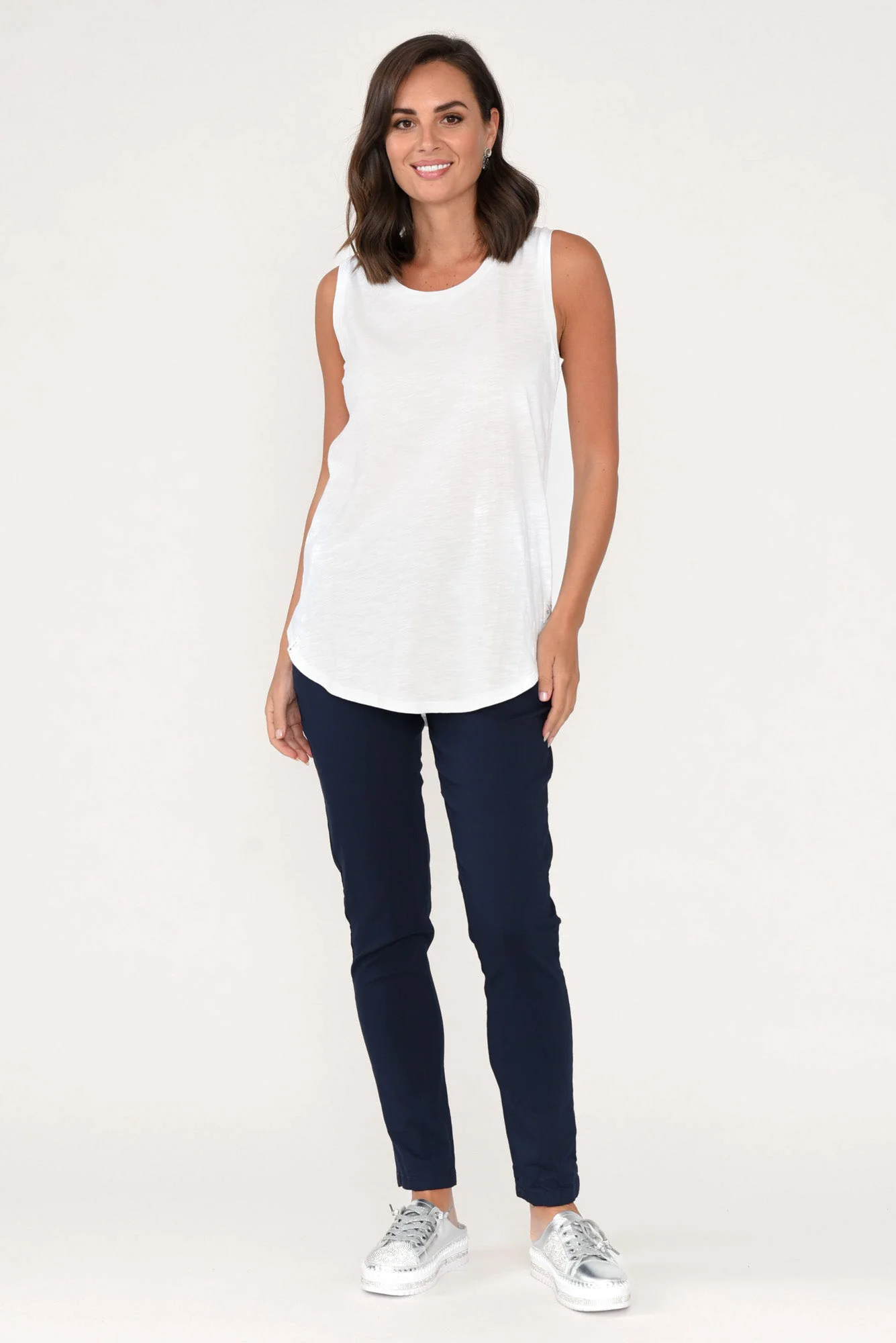 White Cotton Scoop Tank