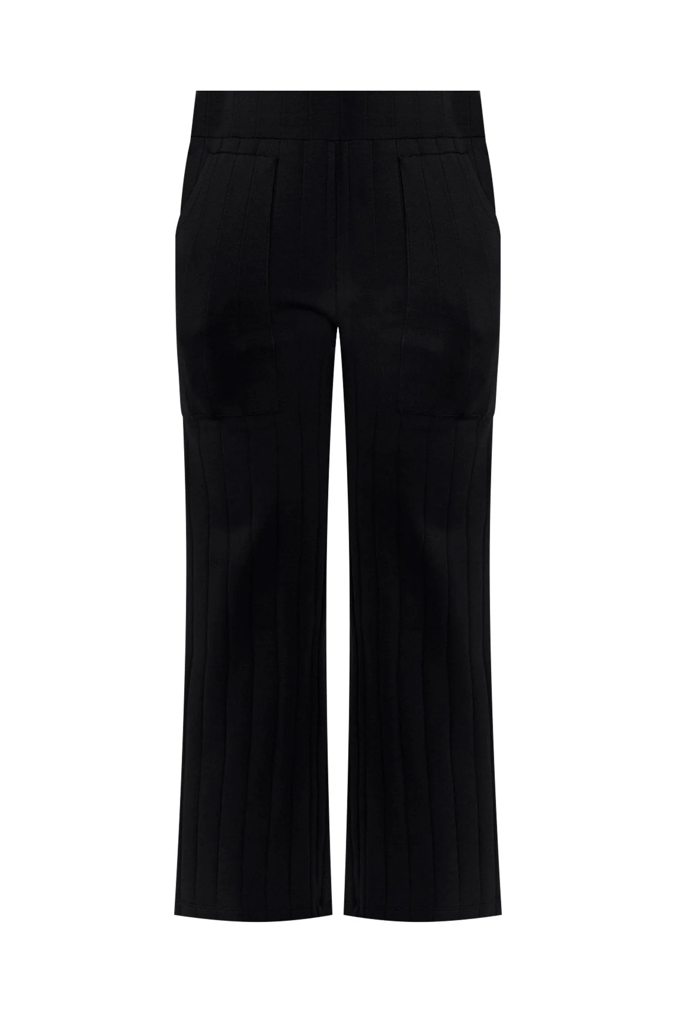 Lacy Black Cotton Blend Ribbed Pants