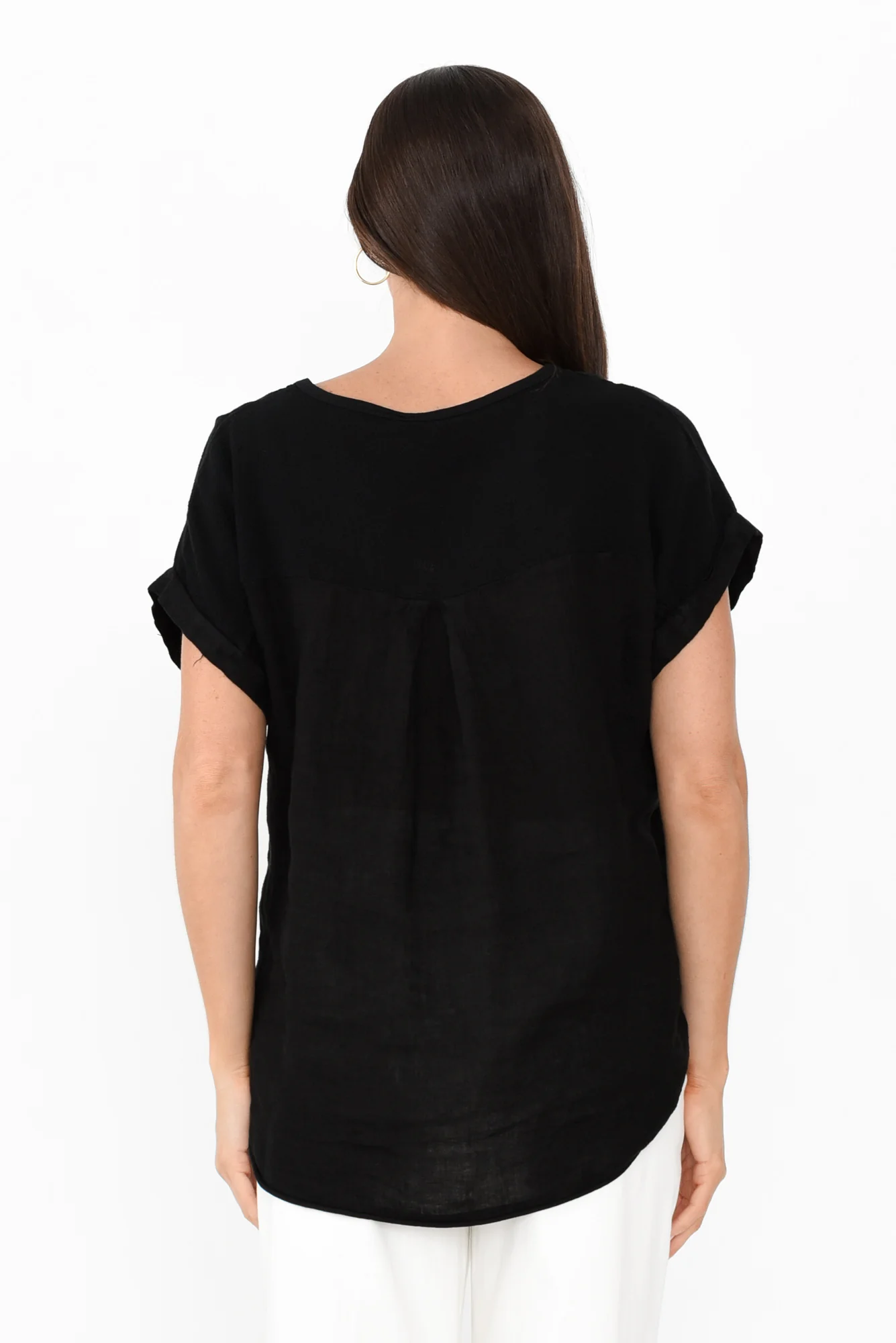 Dorian Black Linen Cotton Top