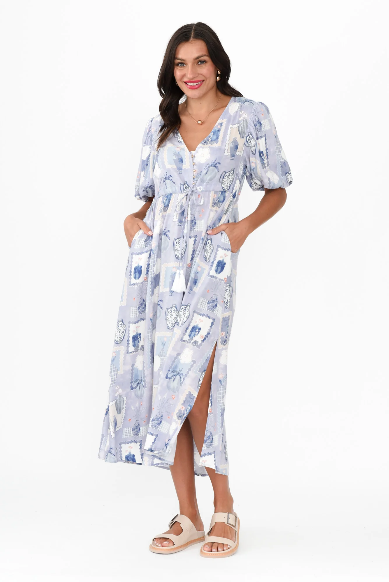 Mitzi Blue Tile Tie Dress