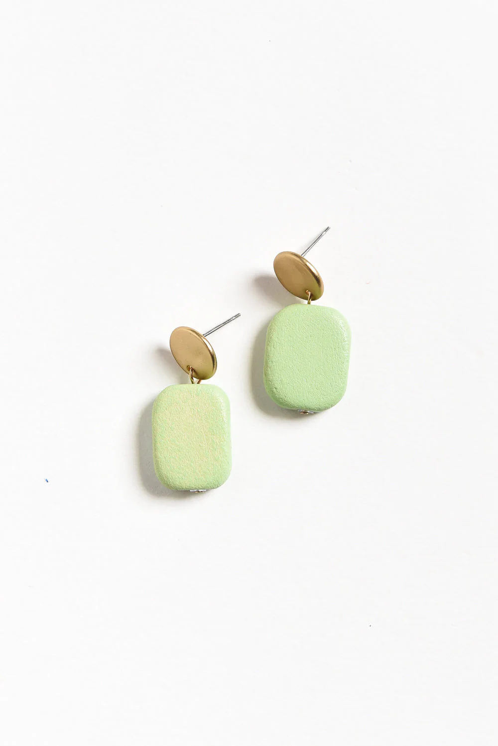 Ariel Sage Green Rectangle Drop Earrings