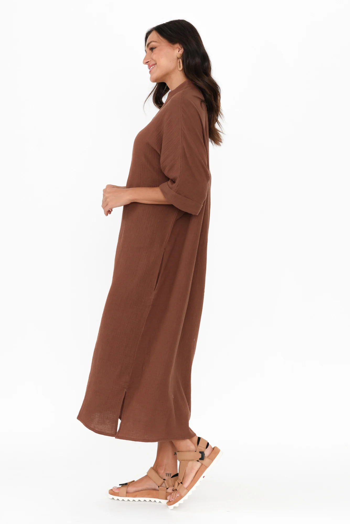 Juniper Mocha Cotton Cheesecloth Dress
