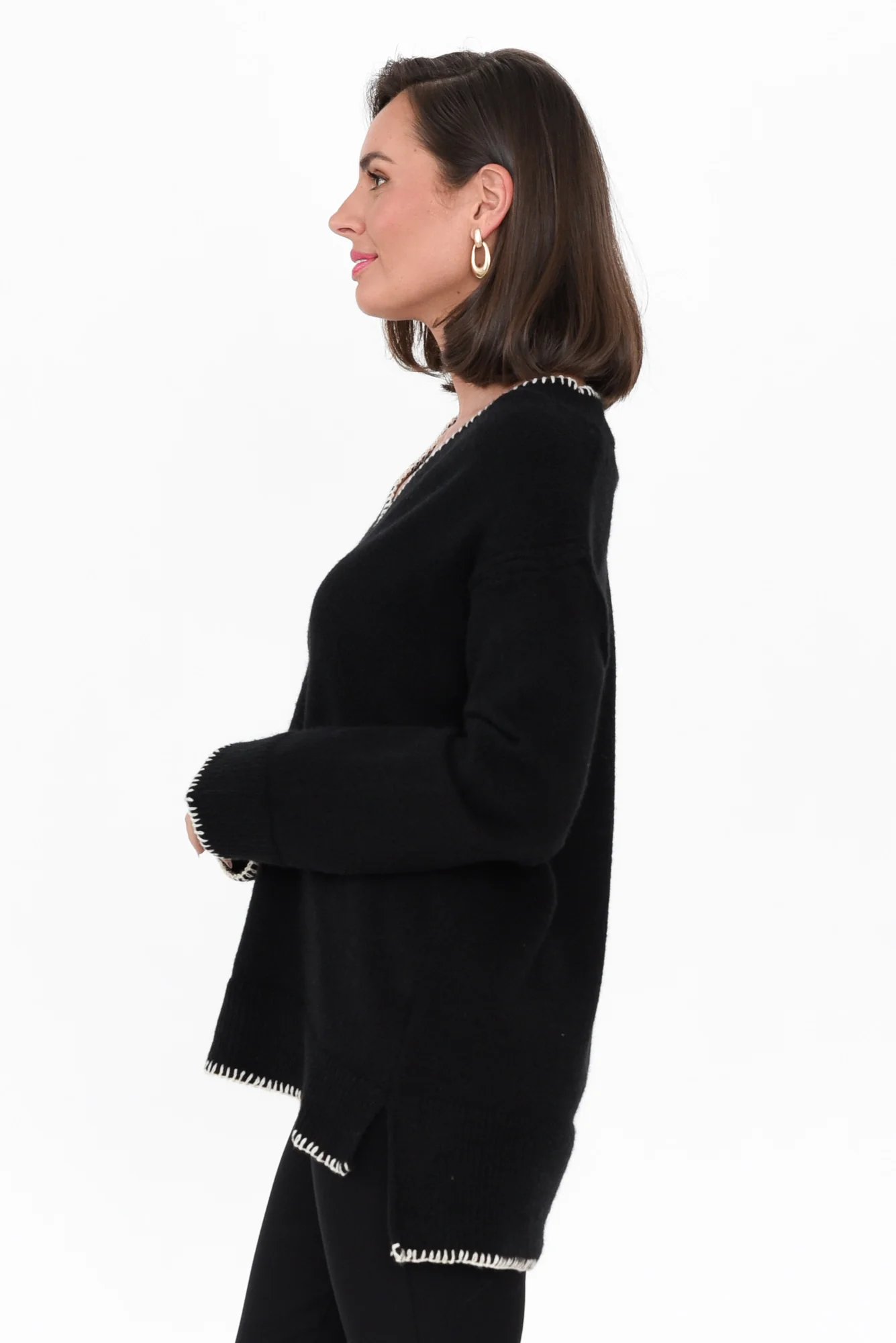 Garrick Black Trim Knit Jumper