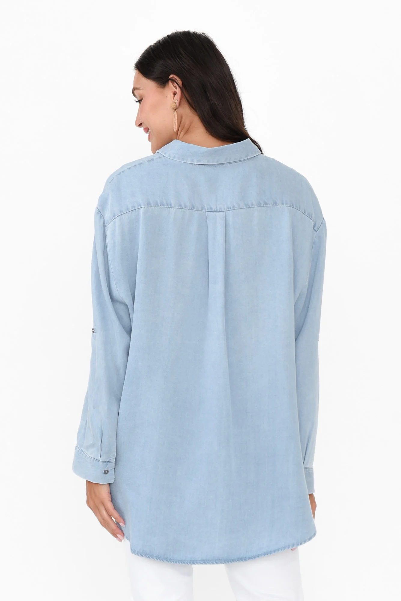 Jenaya Blue Chambray Collared Shirt