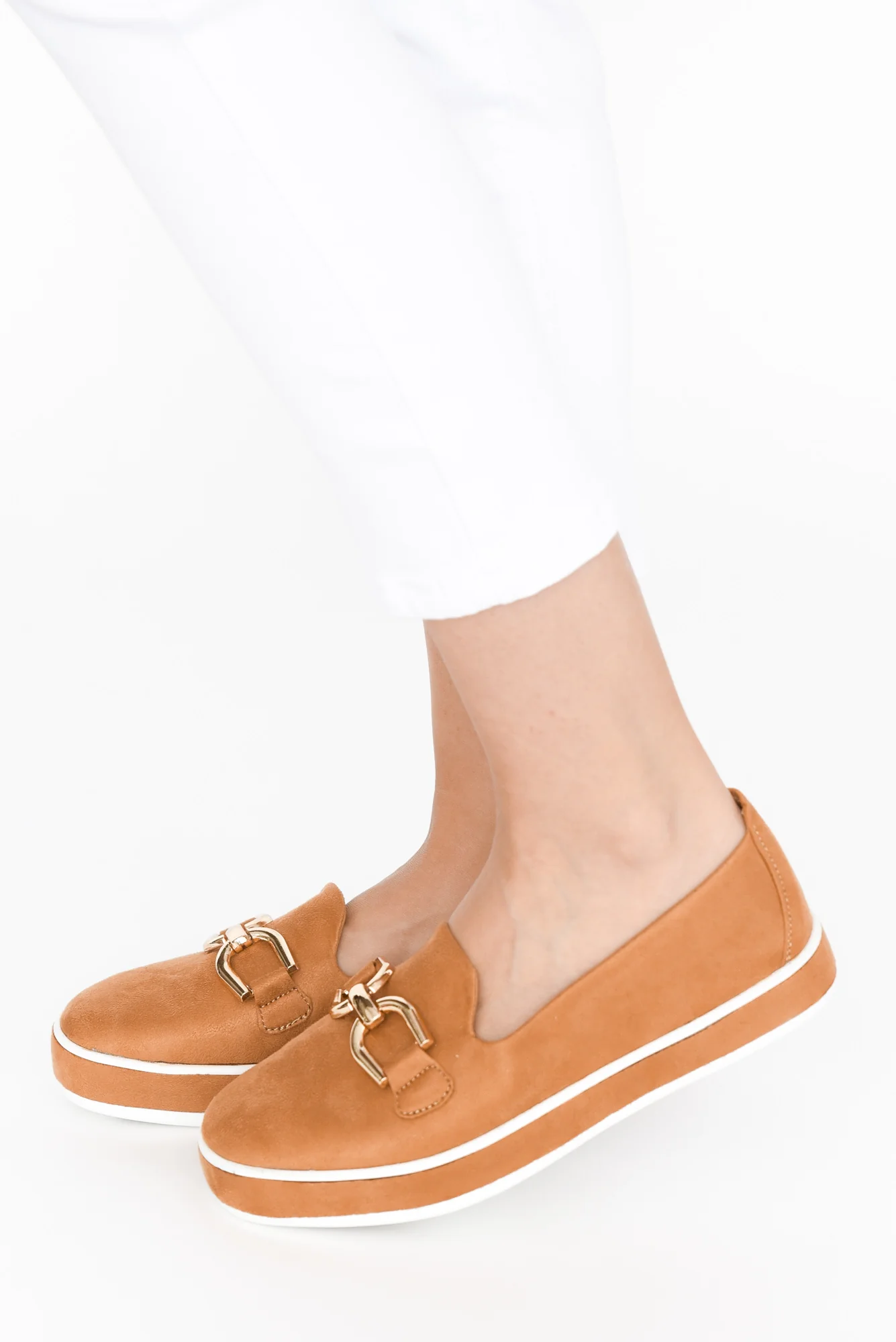 Natyia Camel Faux Suede Platform Loafer