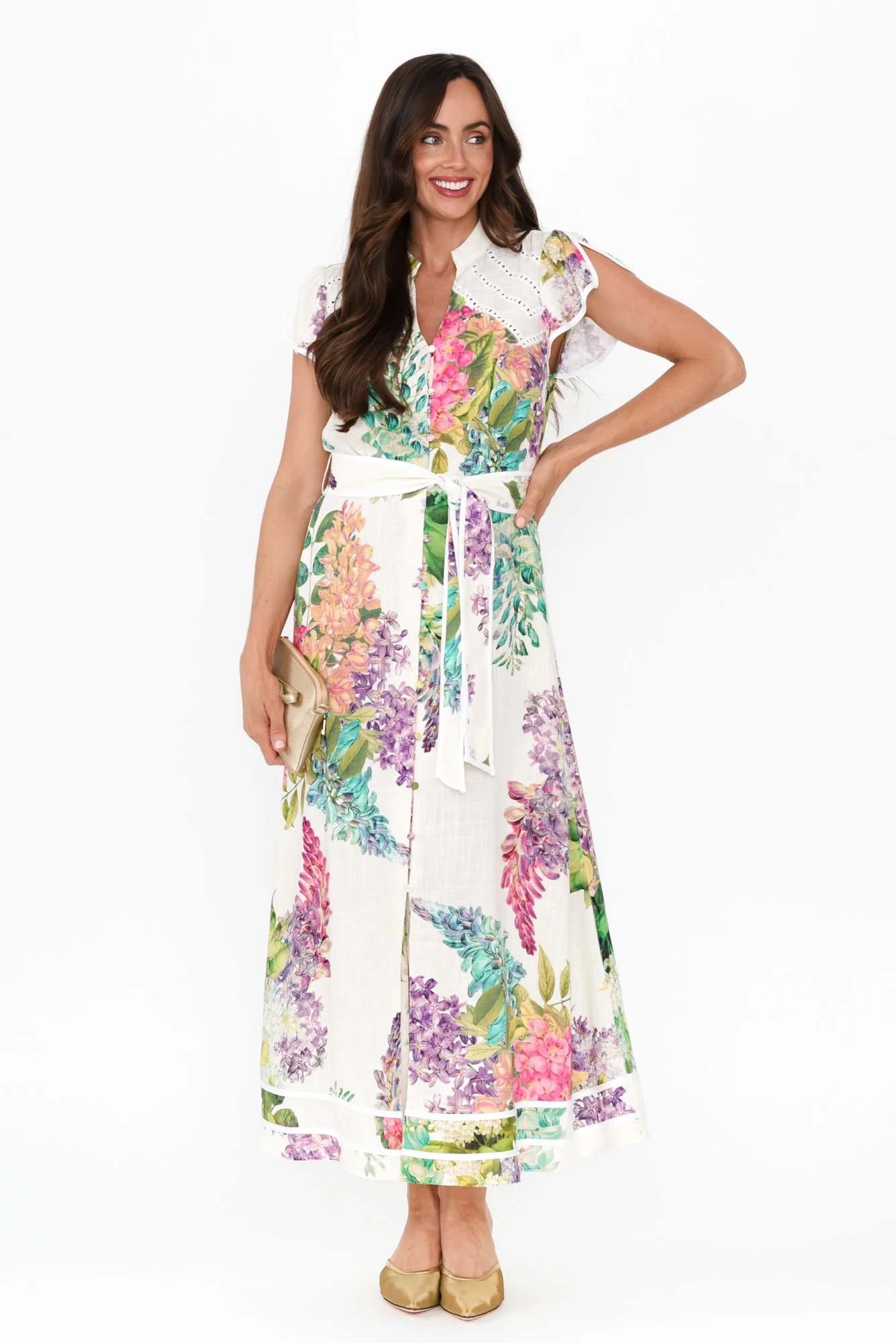 Cristina Wisteria Alba Linen Blend Dress