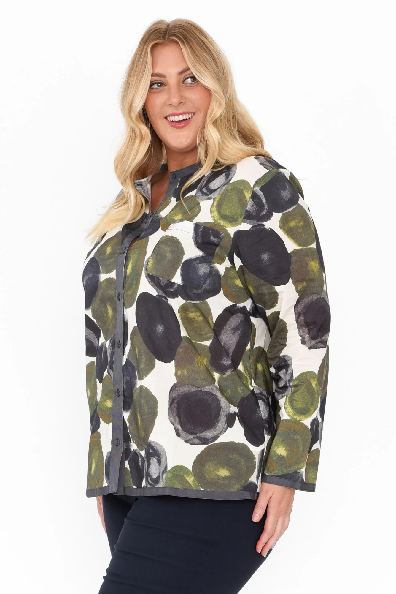 Mori Green Abstract Cotton Shirt