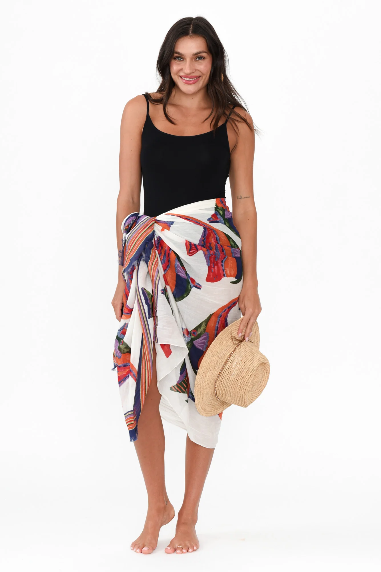 Omano White Sea Fringed Sarong