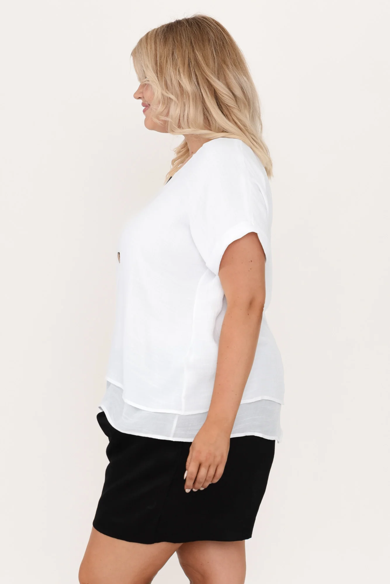 Abilene White Button Top