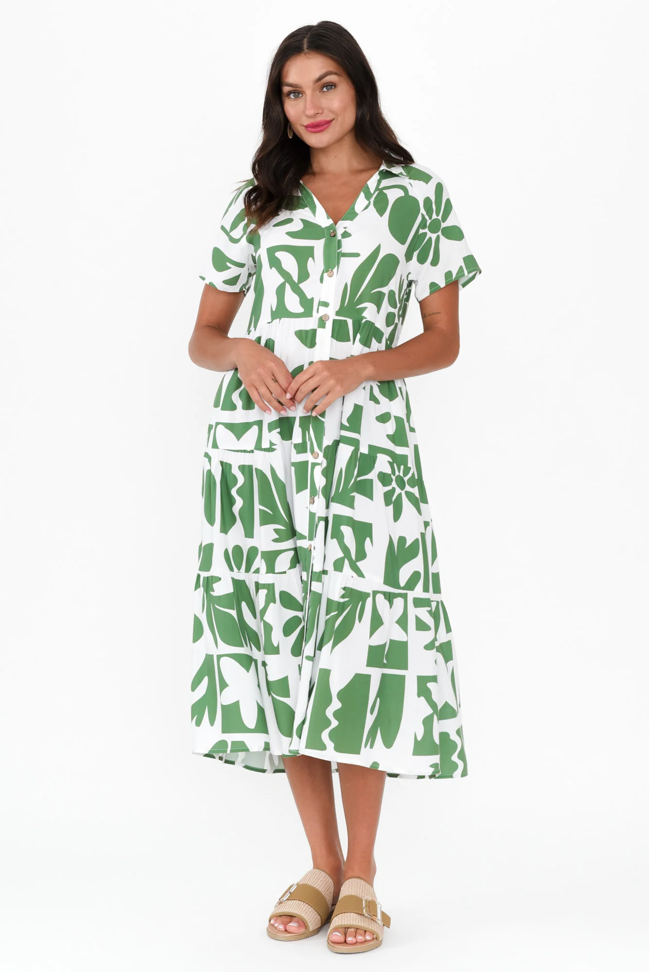 Gabi Green Tiered Dress