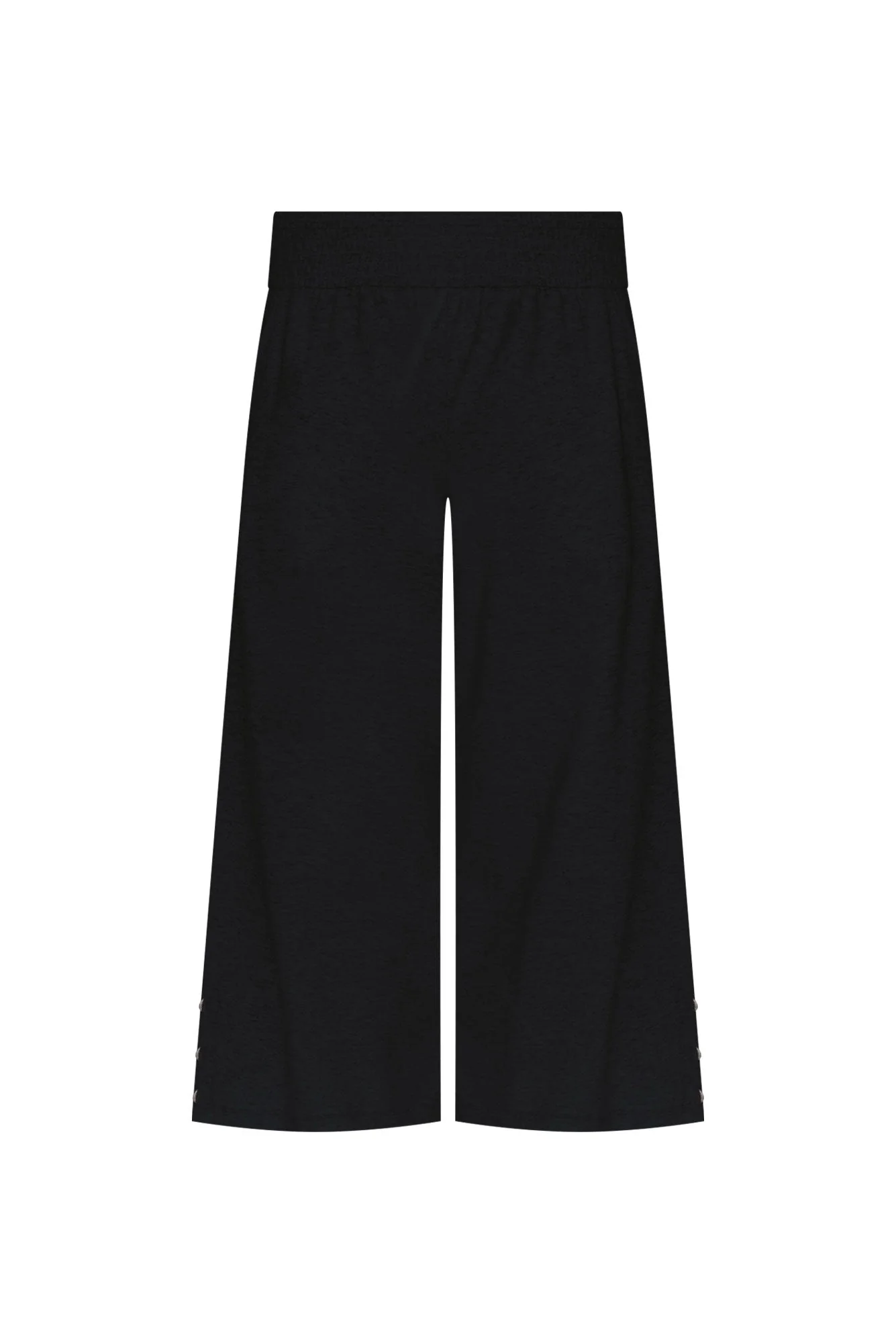 Eliana Black Cotton Shirred Cropped Pants