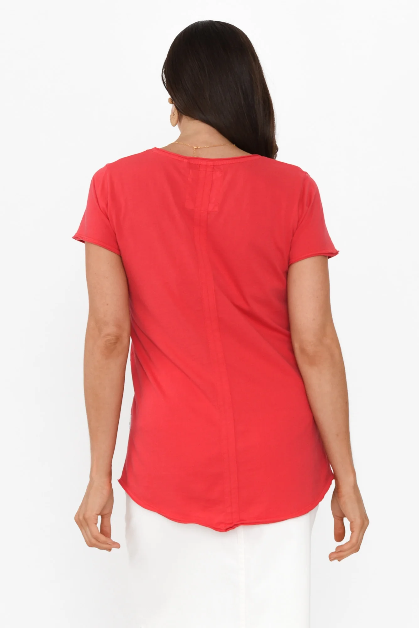 Red Cotton Fundamental Vee Tee