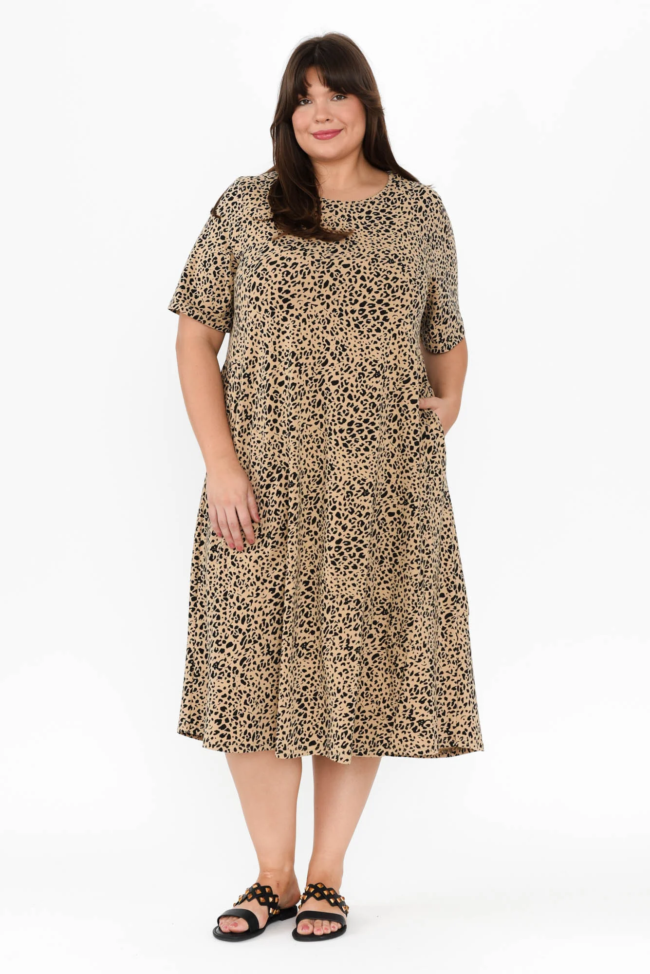 Bronte Brown Leopard Cotton Tee Dress