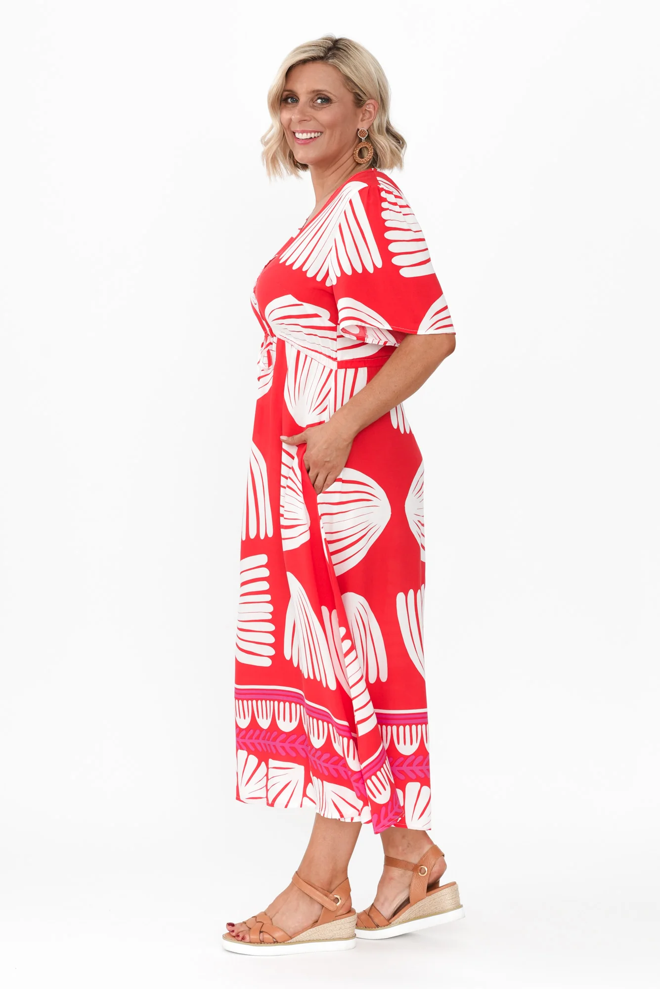 Lynton Red Shell Tie Dress