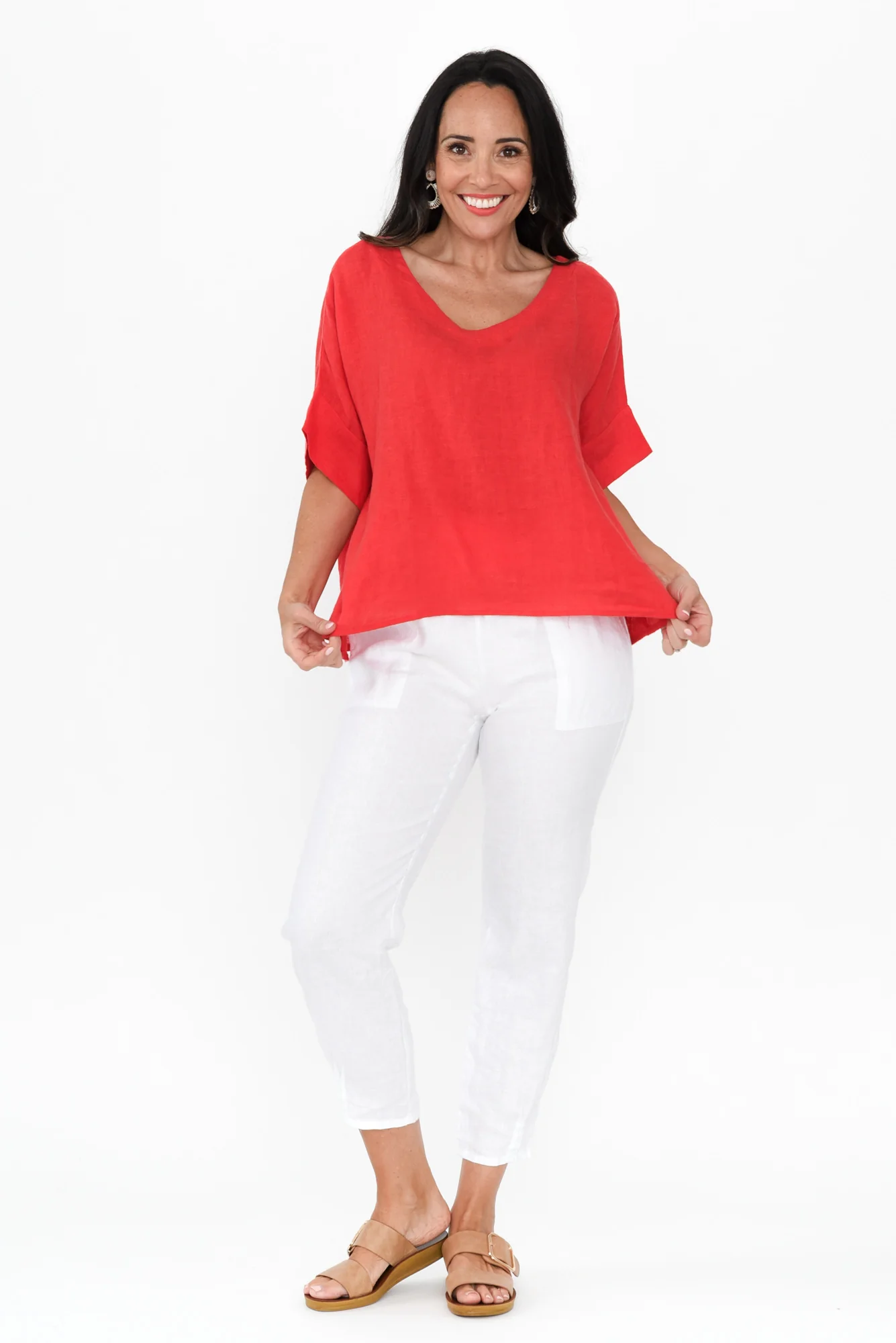 Kiro Red Linen Top