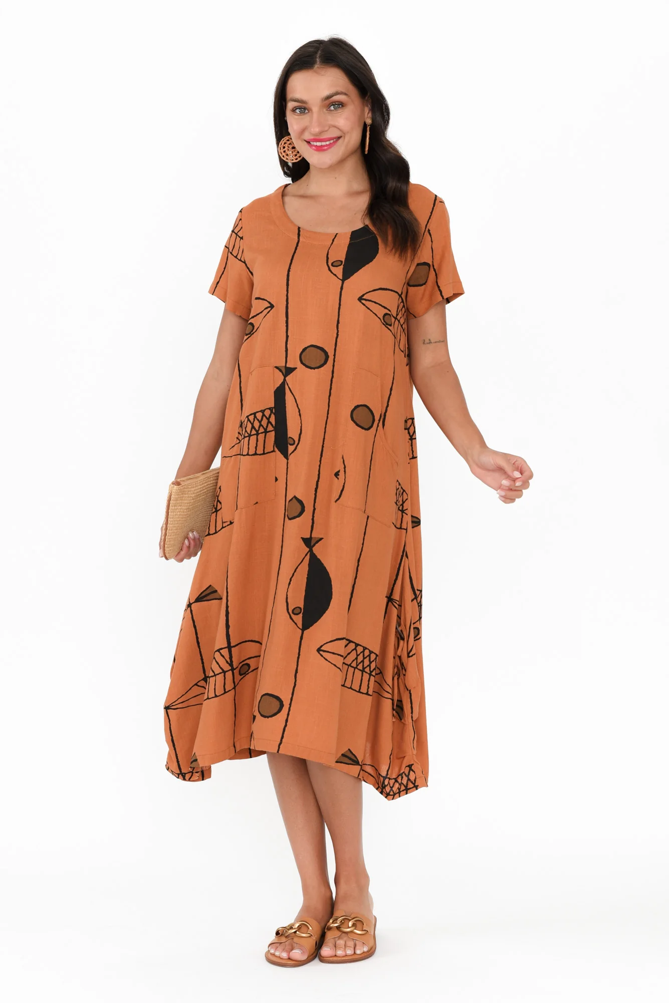 Lula Rust Sea Linen Cotton Dress