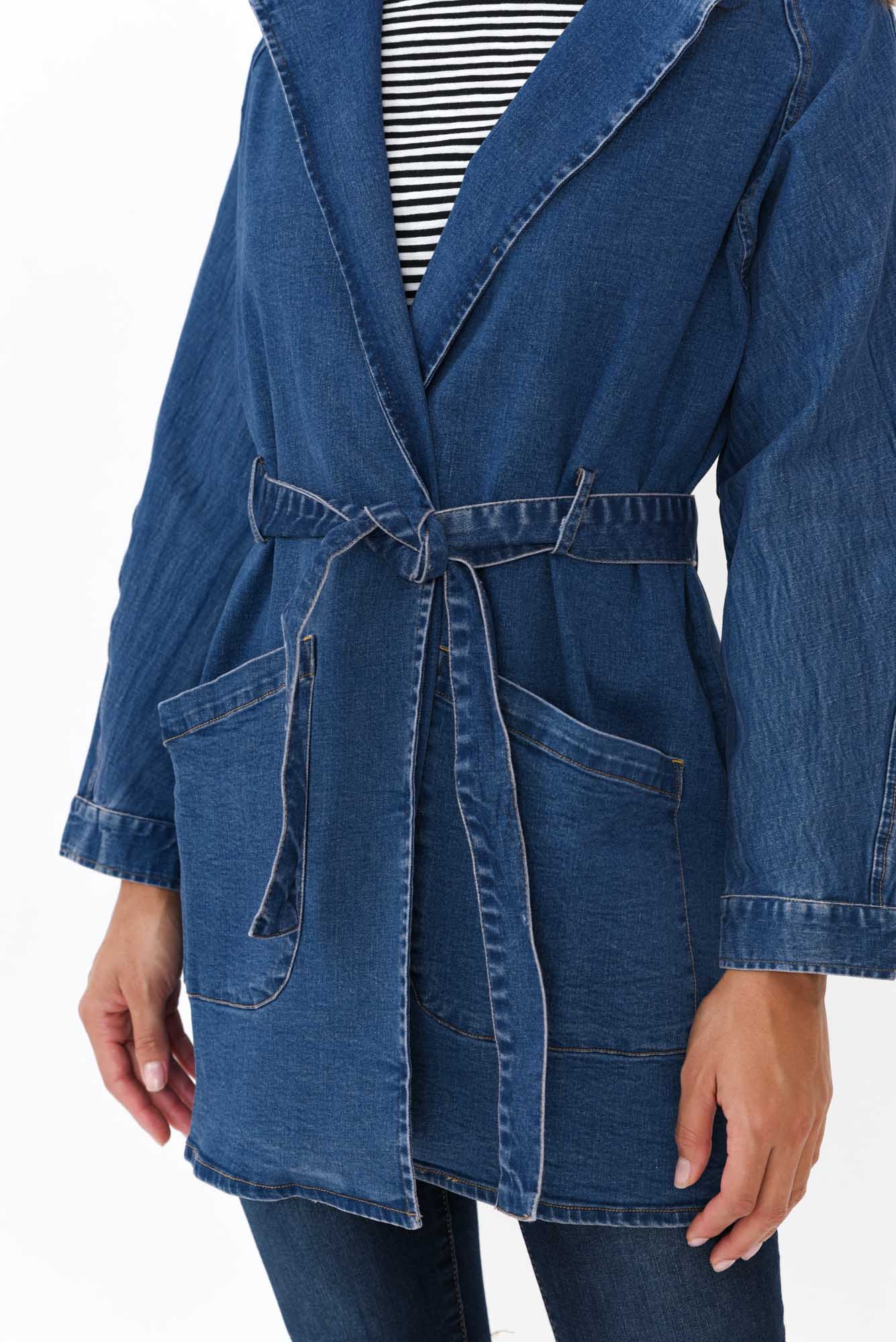 Brynn Blue Denim Tie Coat