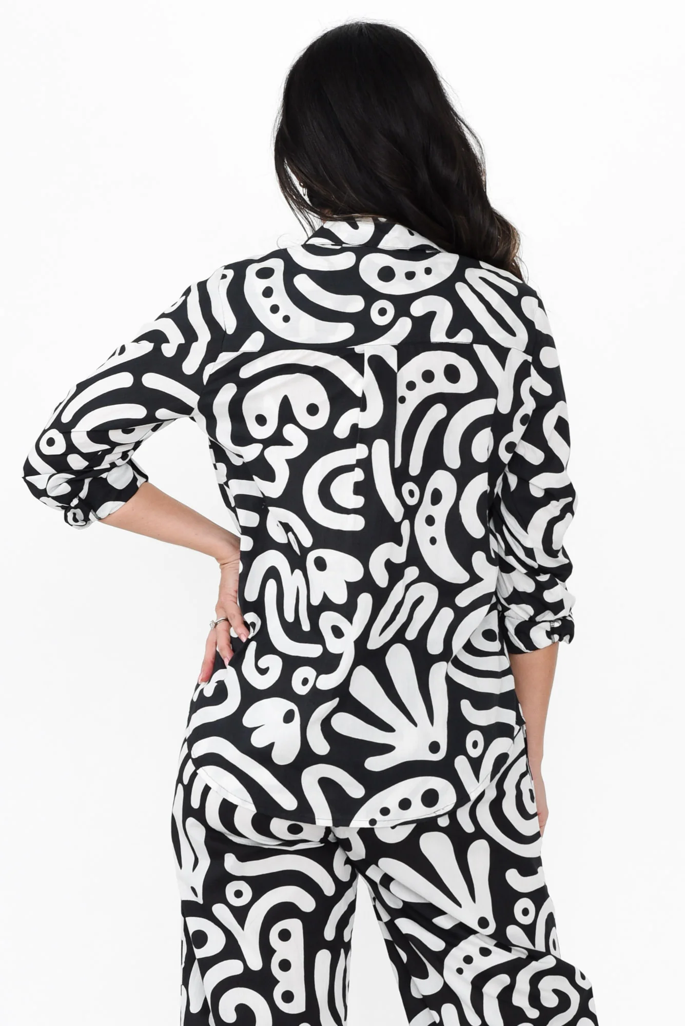 Vale Black Geo Cotton Shirt