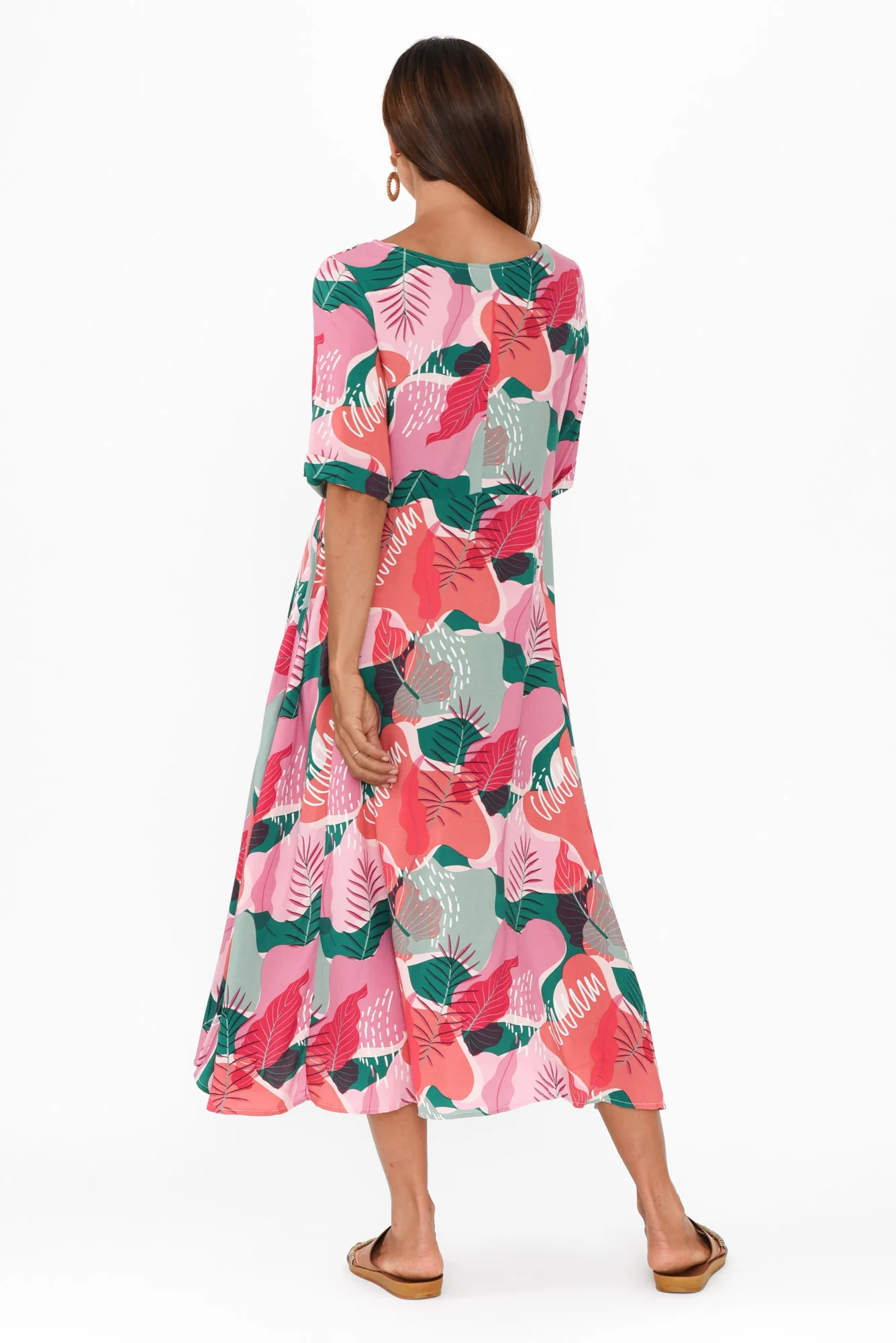 Sula Pink Leaf Pocket Dress