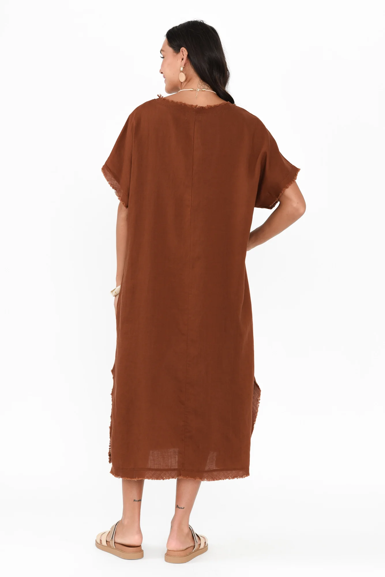 Darlene Brown Linen Blend Dress