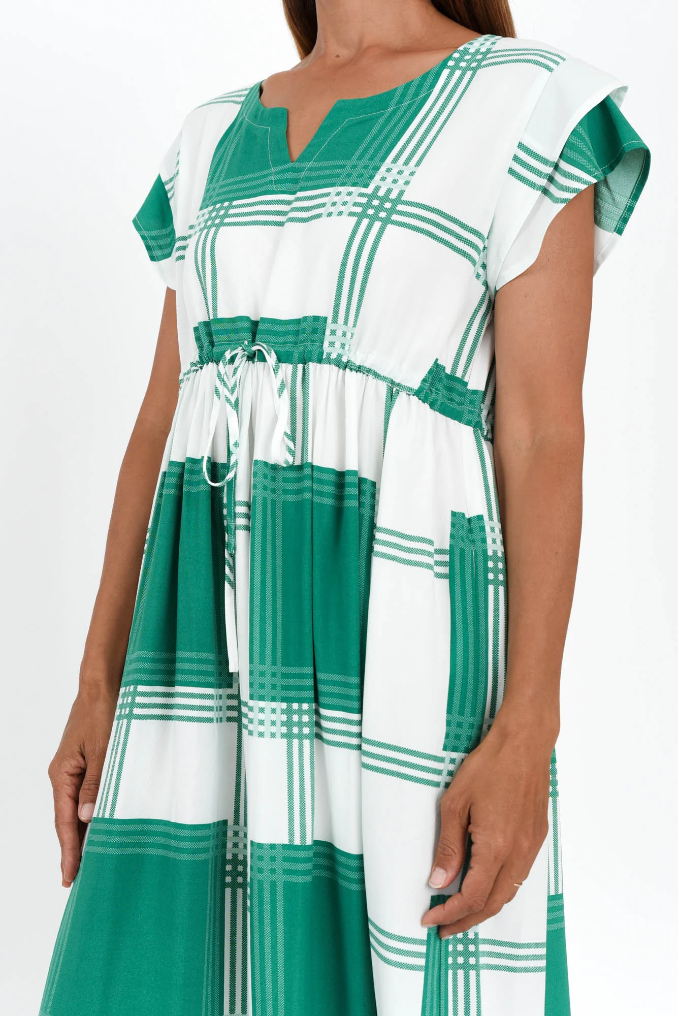 Suzette Green Check Midi Dress