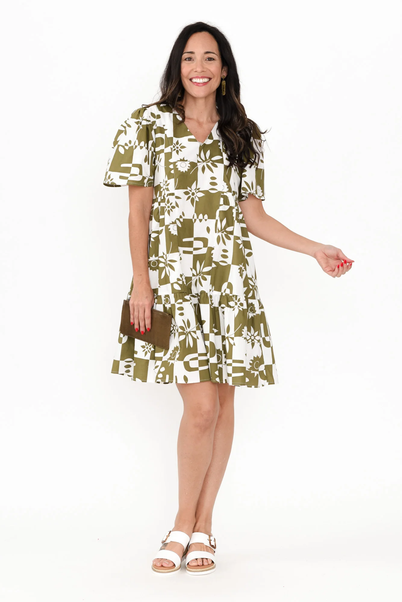 Bacardi Khaki Tile Cotton Dress