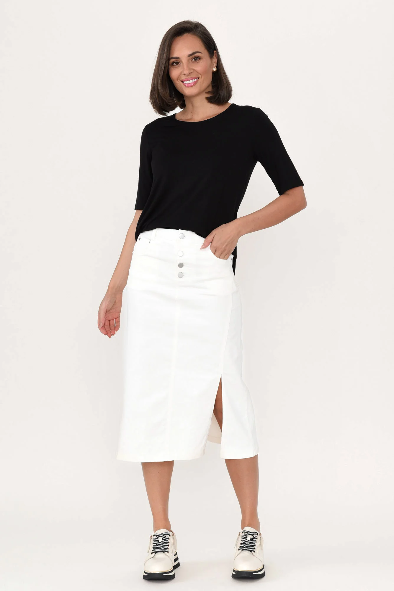 Astille White Cotton Blend Skirt