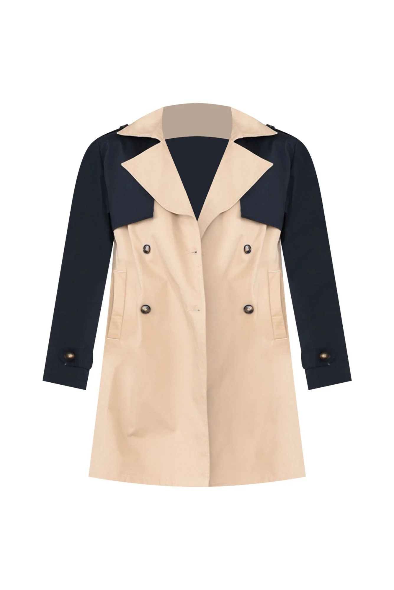 Jeana Beige Two Tone Trench Coat