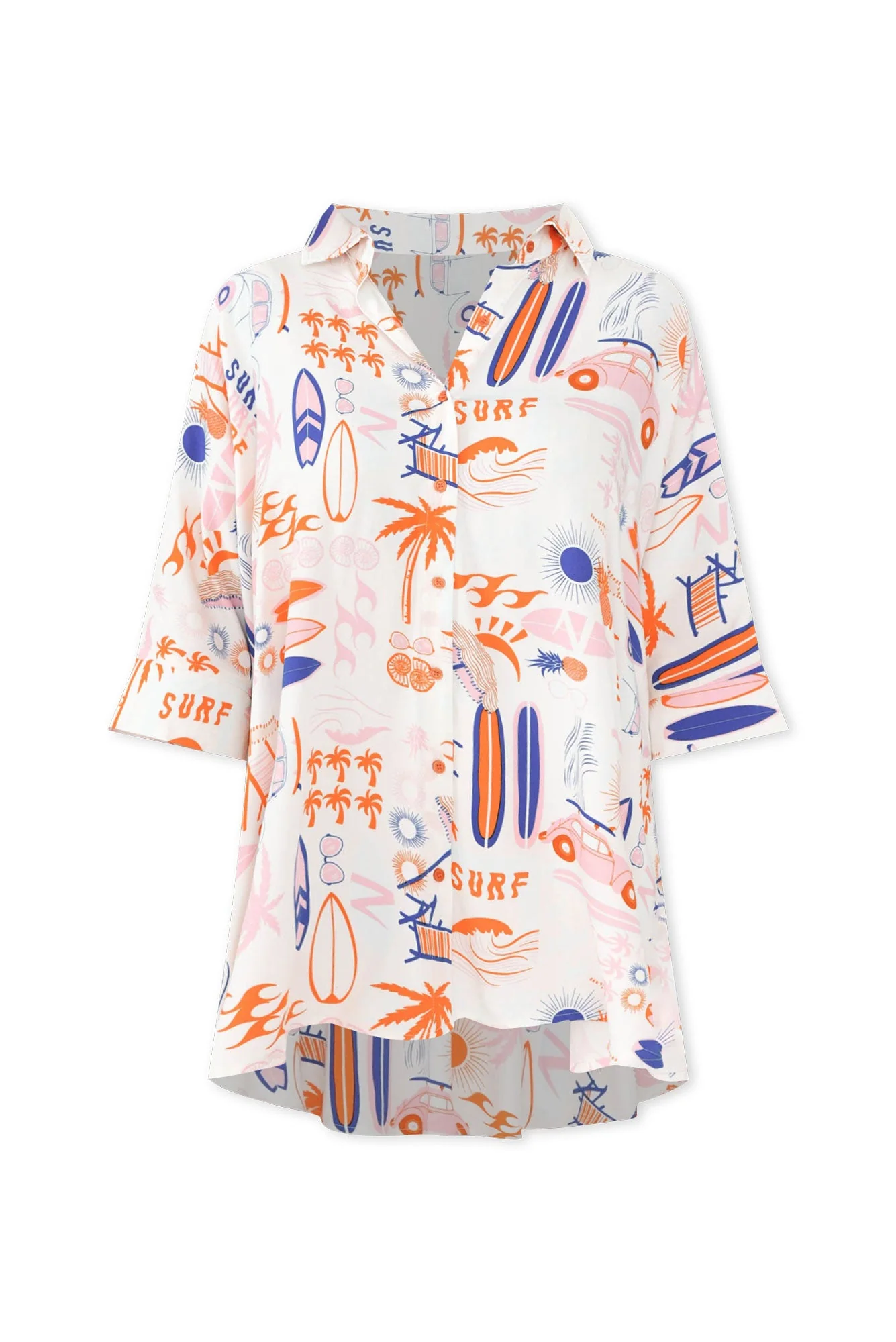 Calisa Orange Surf Collared Shirt