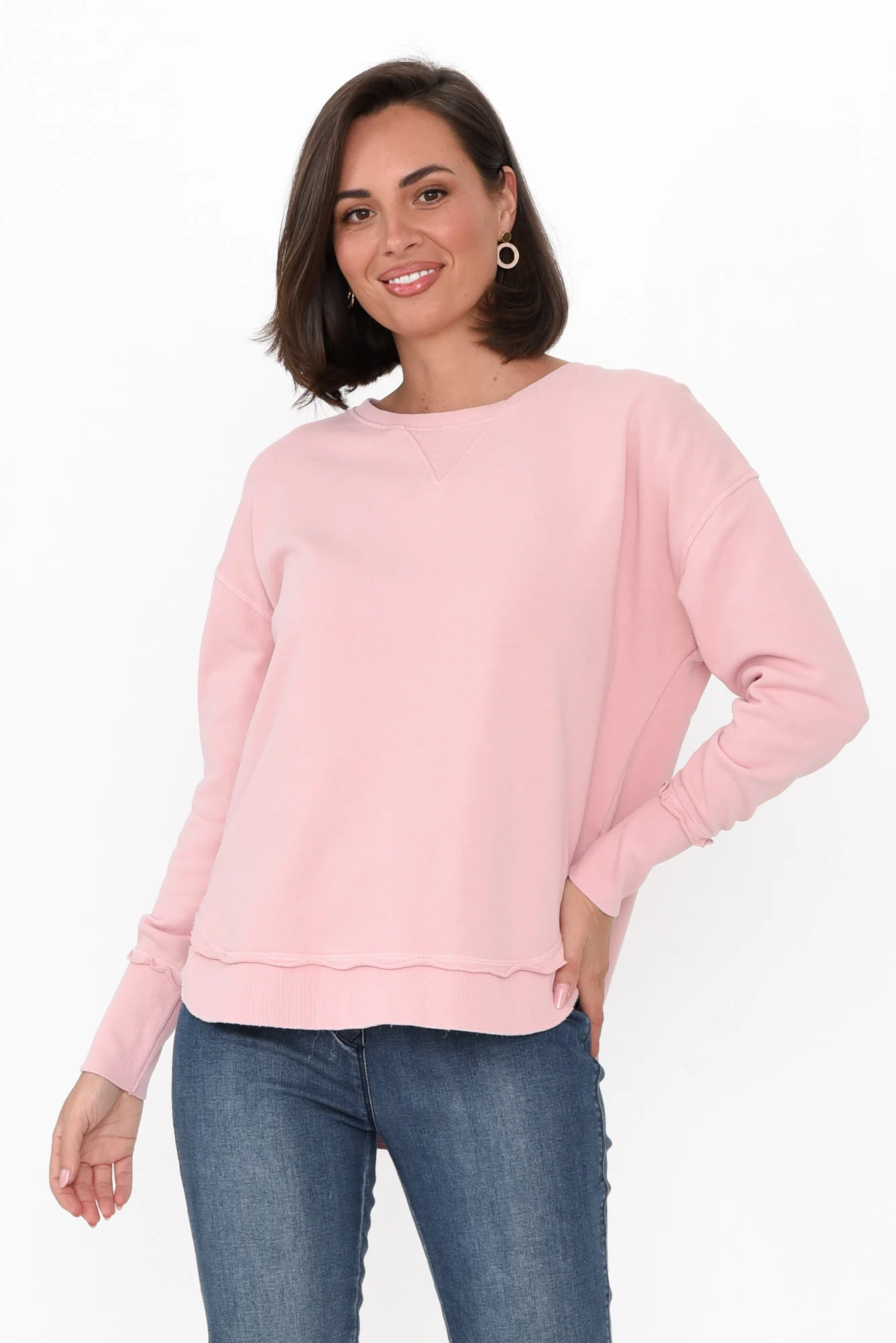 Delilah Blush Cotton Crewneck Jumper