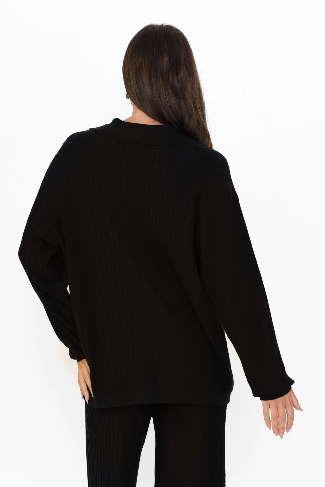 Mapleton Black Collared Knit Jumper