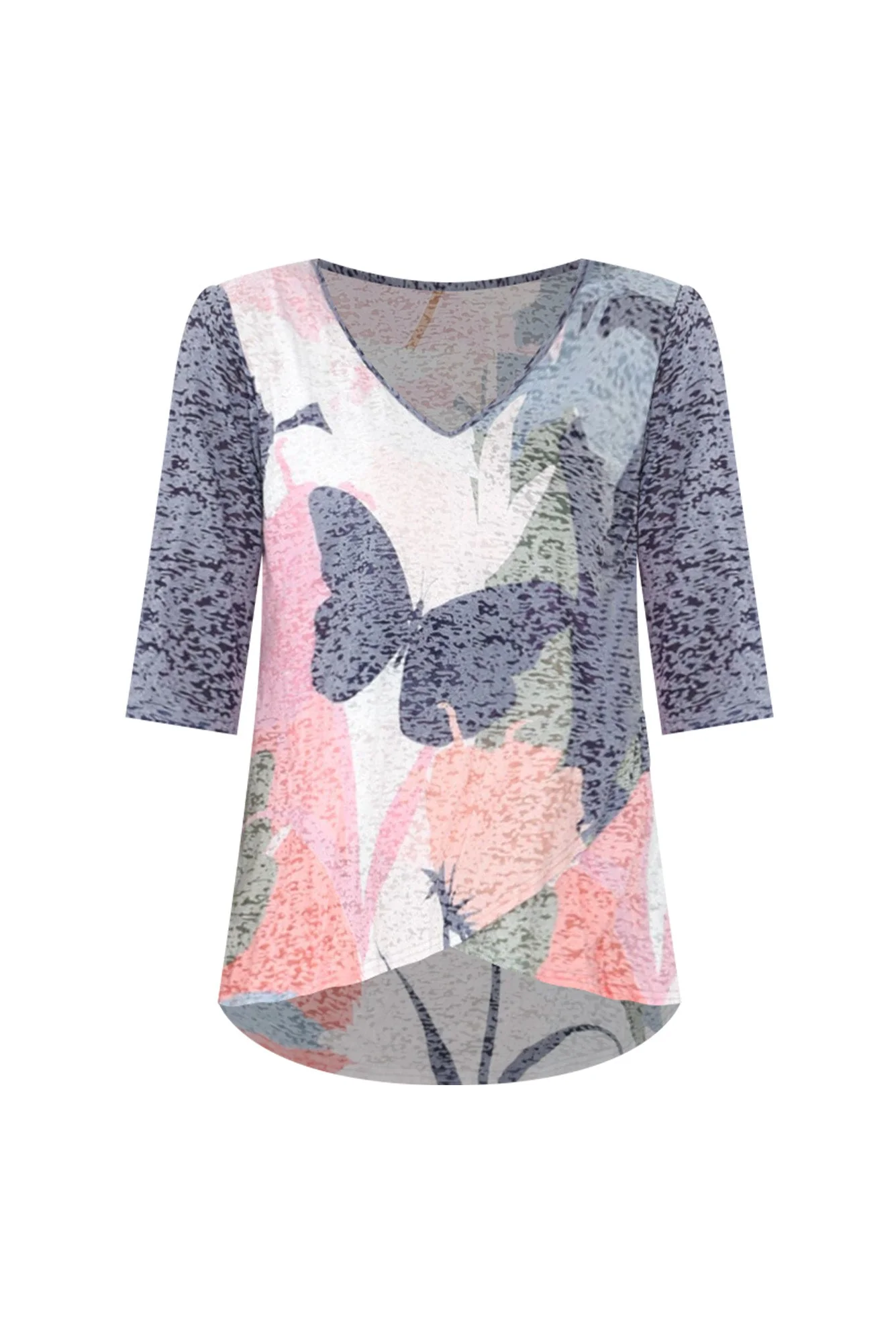 Skyros Navy Garden 3/4 Sleeve Top