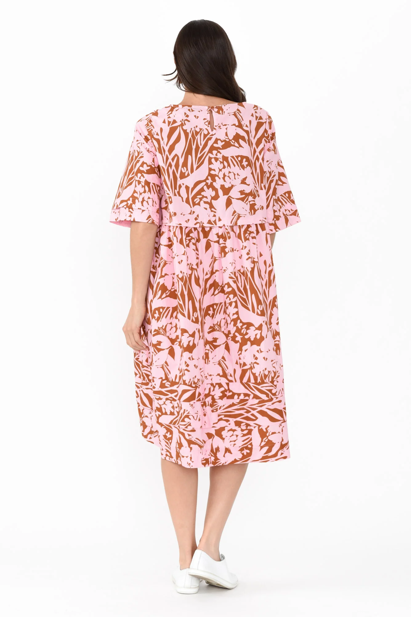 Kingsley Pink Geo Cotton Tiered Dress