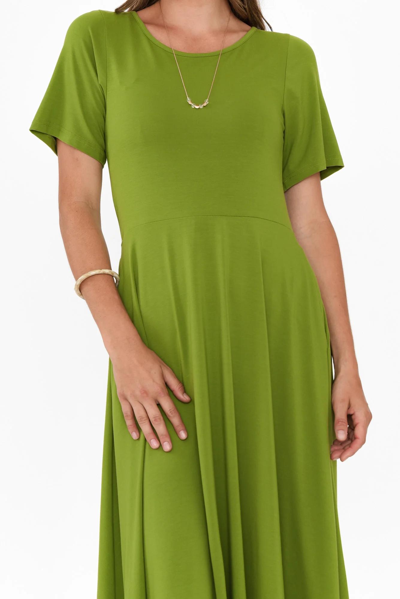 Jasmine Green Bamboo Pocket Dress