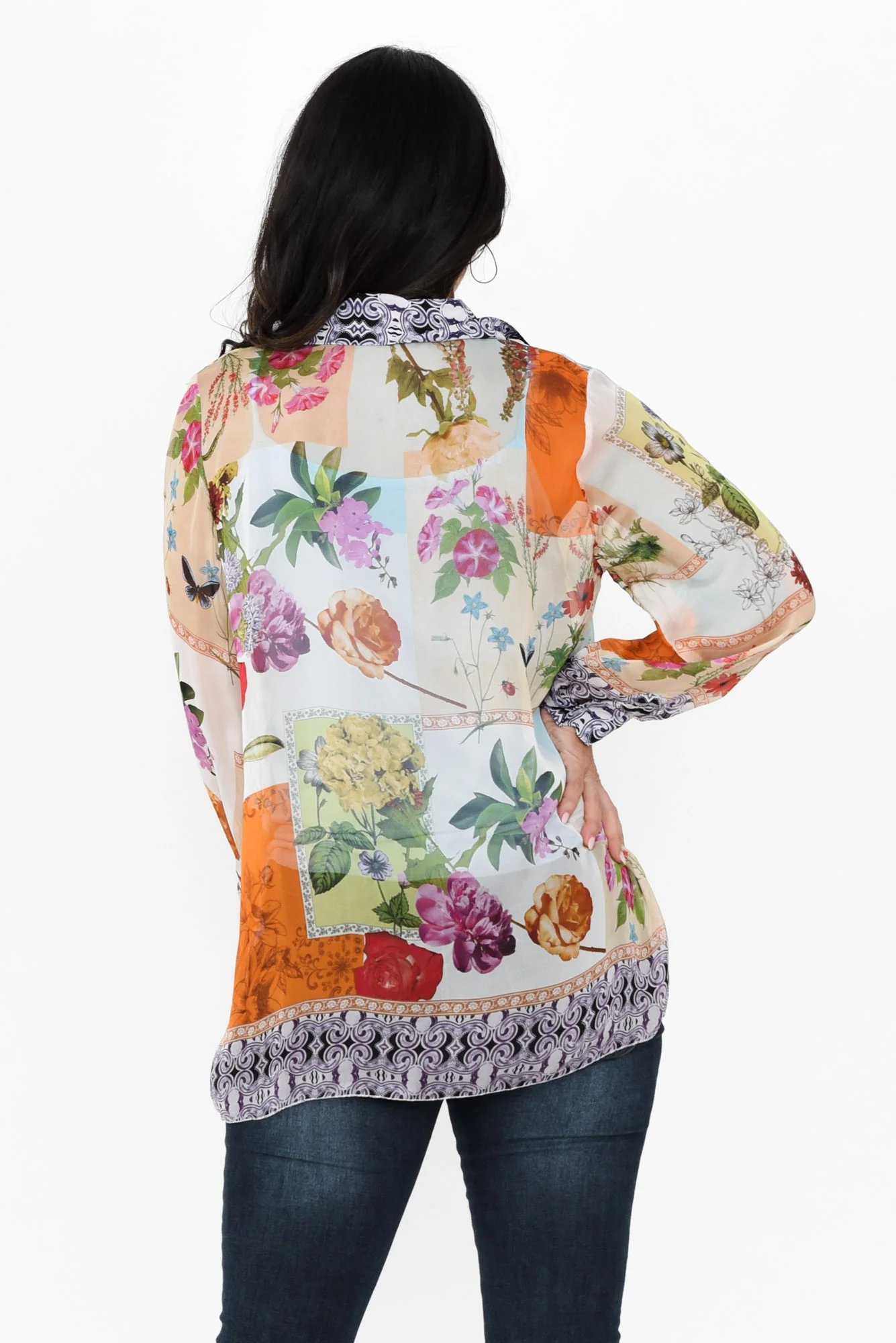 Coletta Cream Floral Silk Shirt