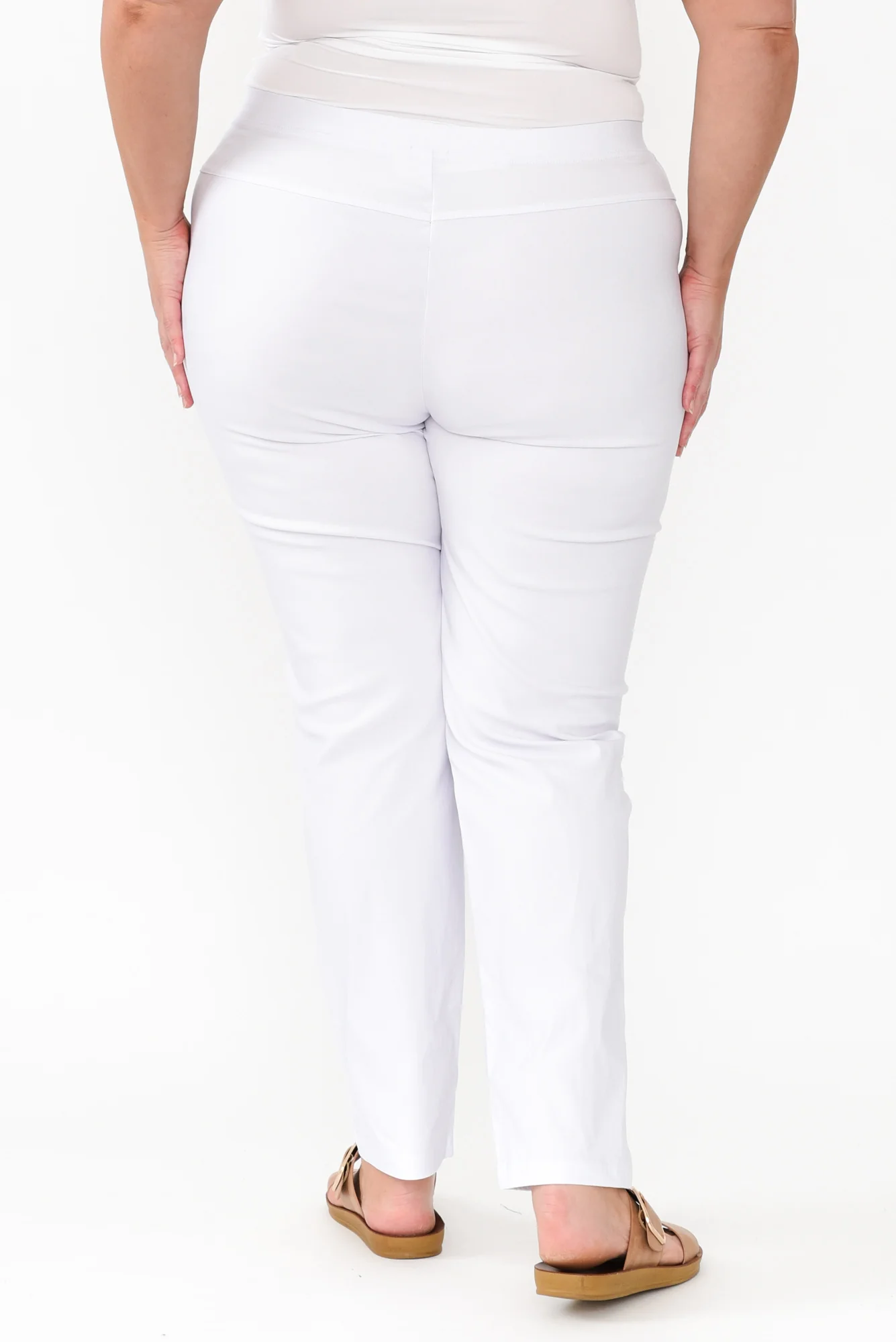 Dixon White Cotton Stretch Pants