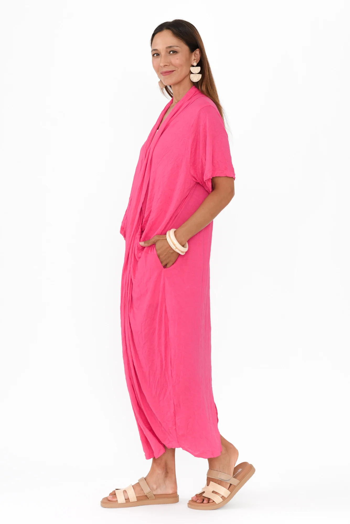 Kensley Pink Crossover Cotton Dress