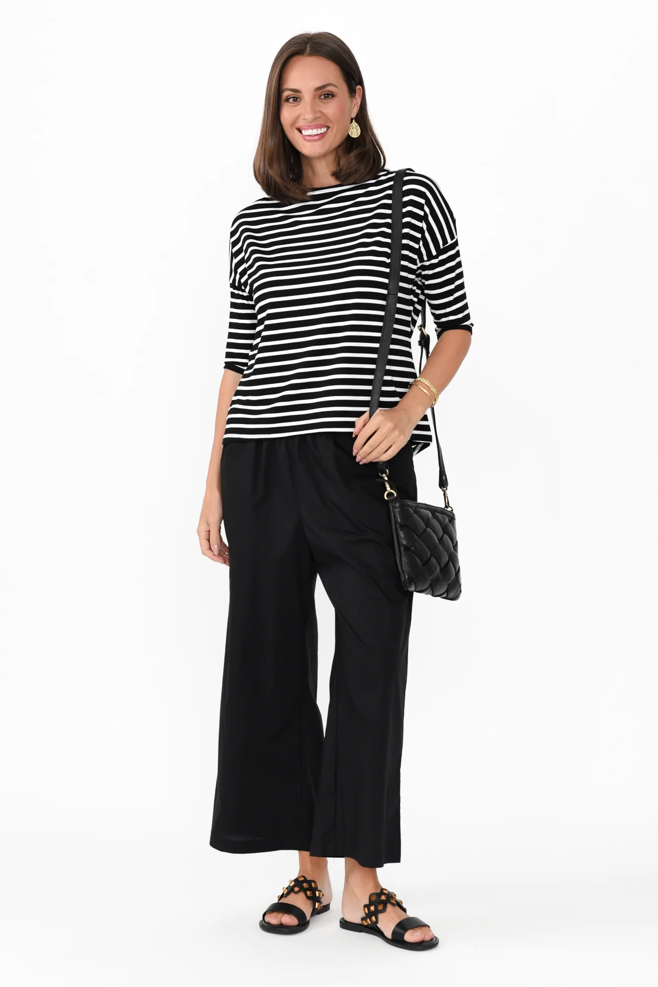 Sevilla Black Wide Leg Cotton Pants