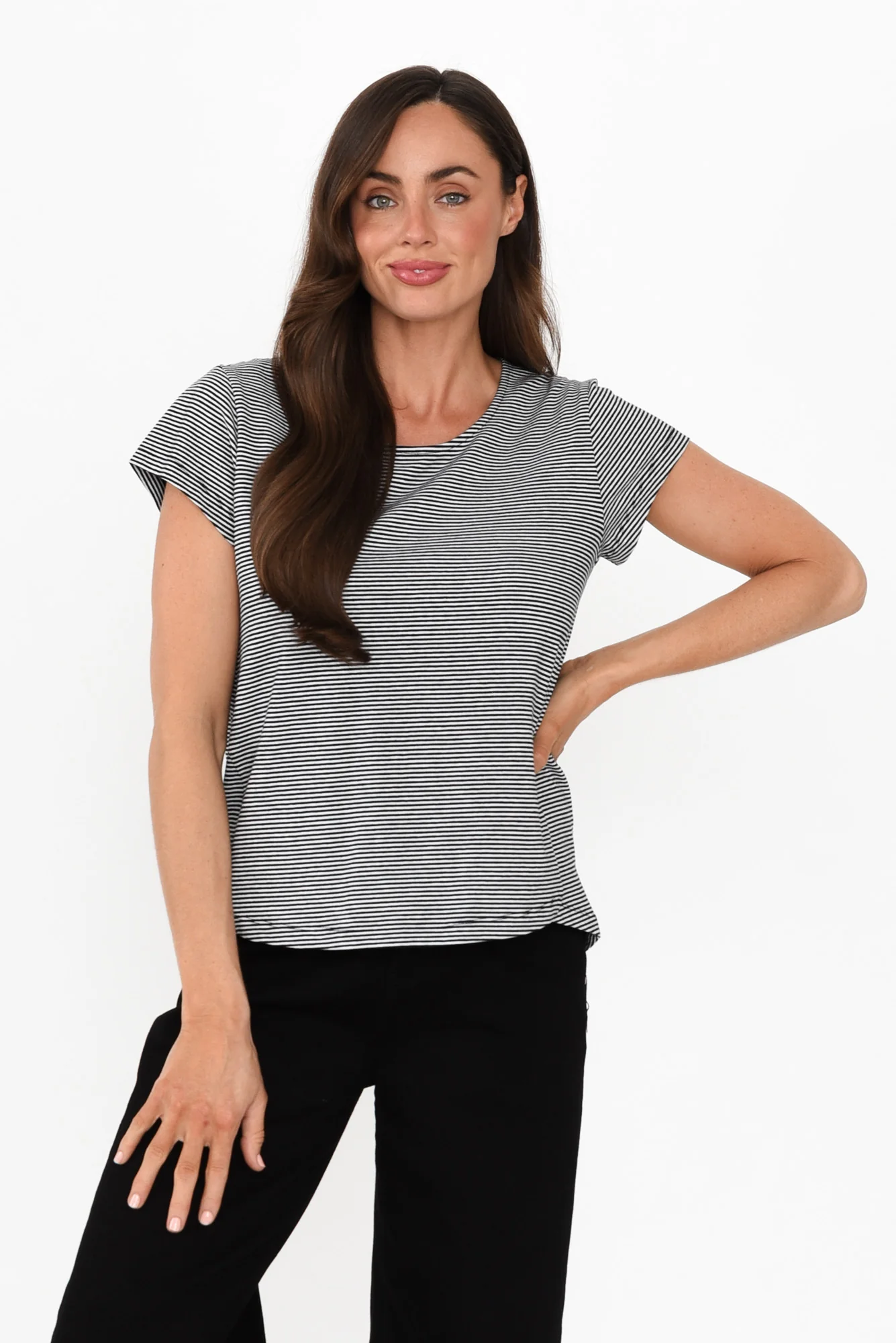 August Black Stripe Cotton Tee