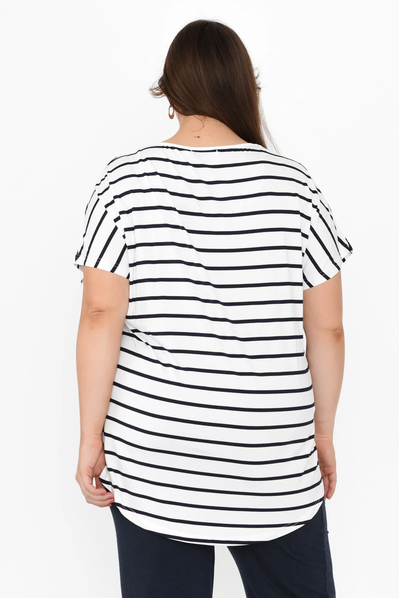 Danya White Stripe Bamboo Top