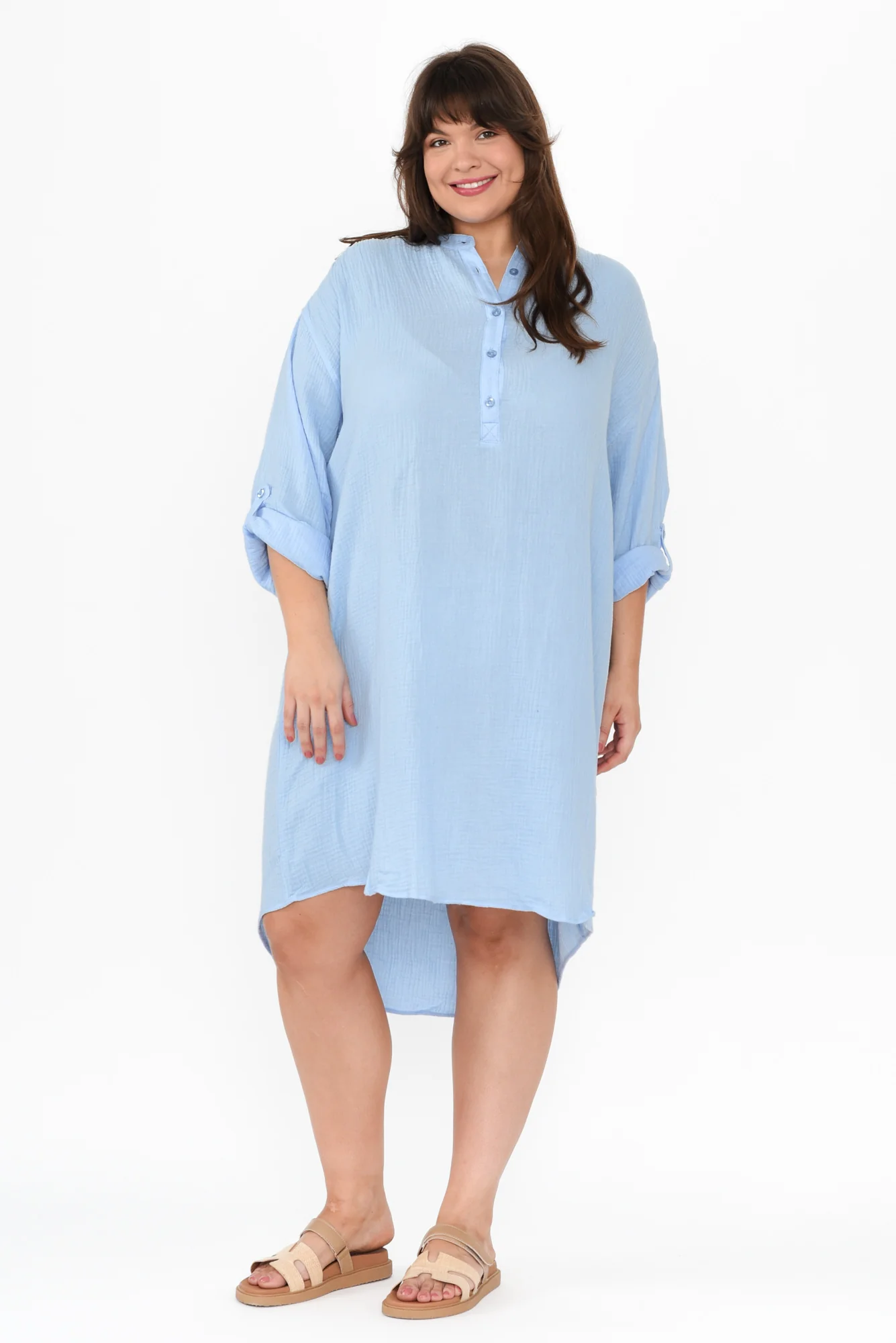 Tropez Blue Cotton Cheesecloth Kaftan