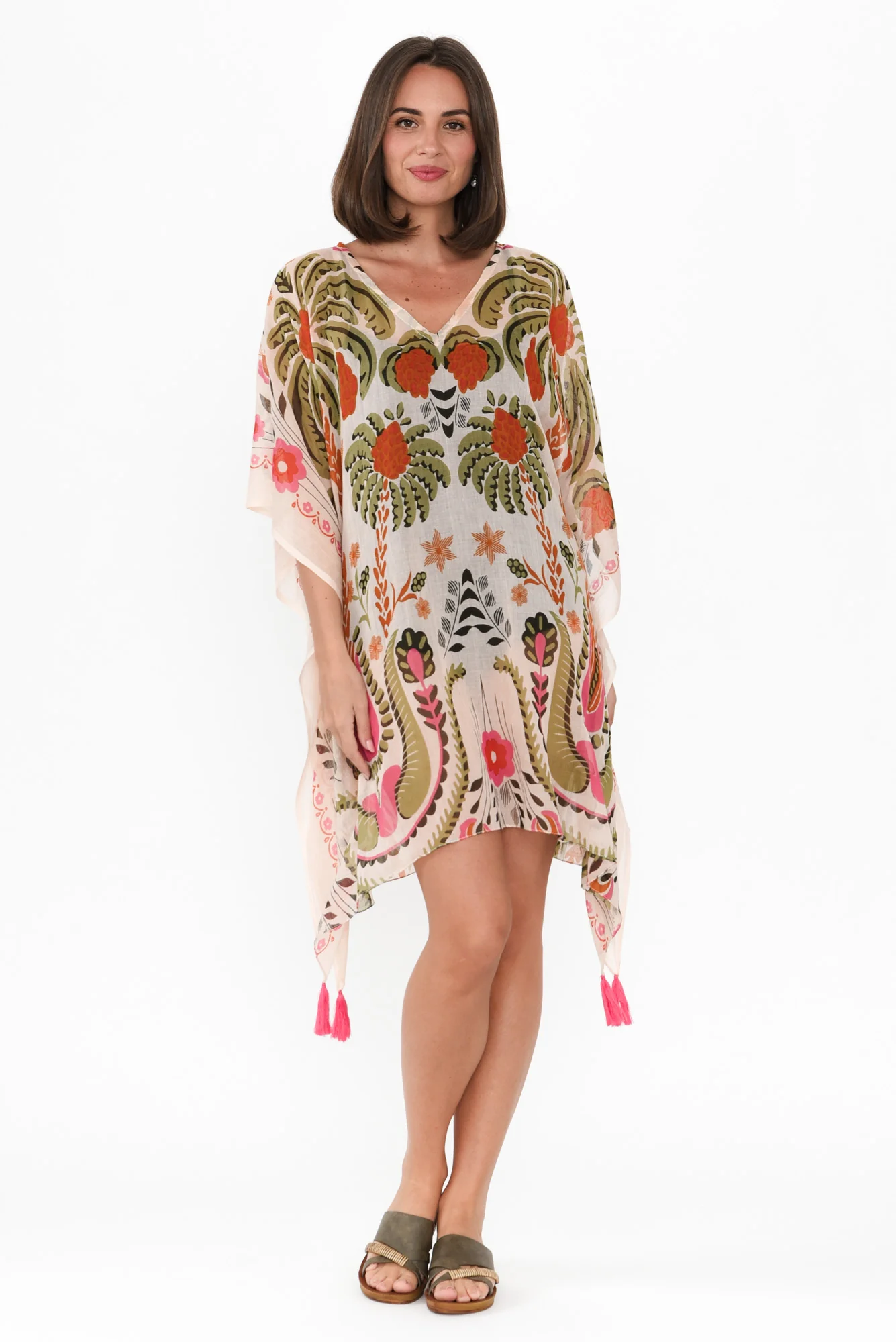 Stella Orange Palm Cotton Kaftan