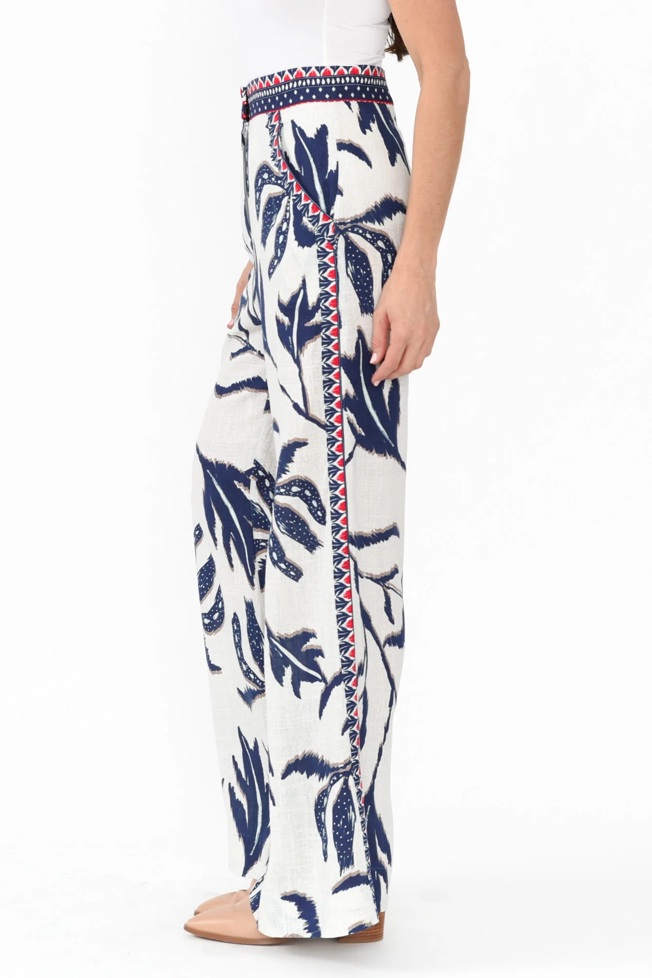 Eudora Palm Shadow Linen Blend Pants