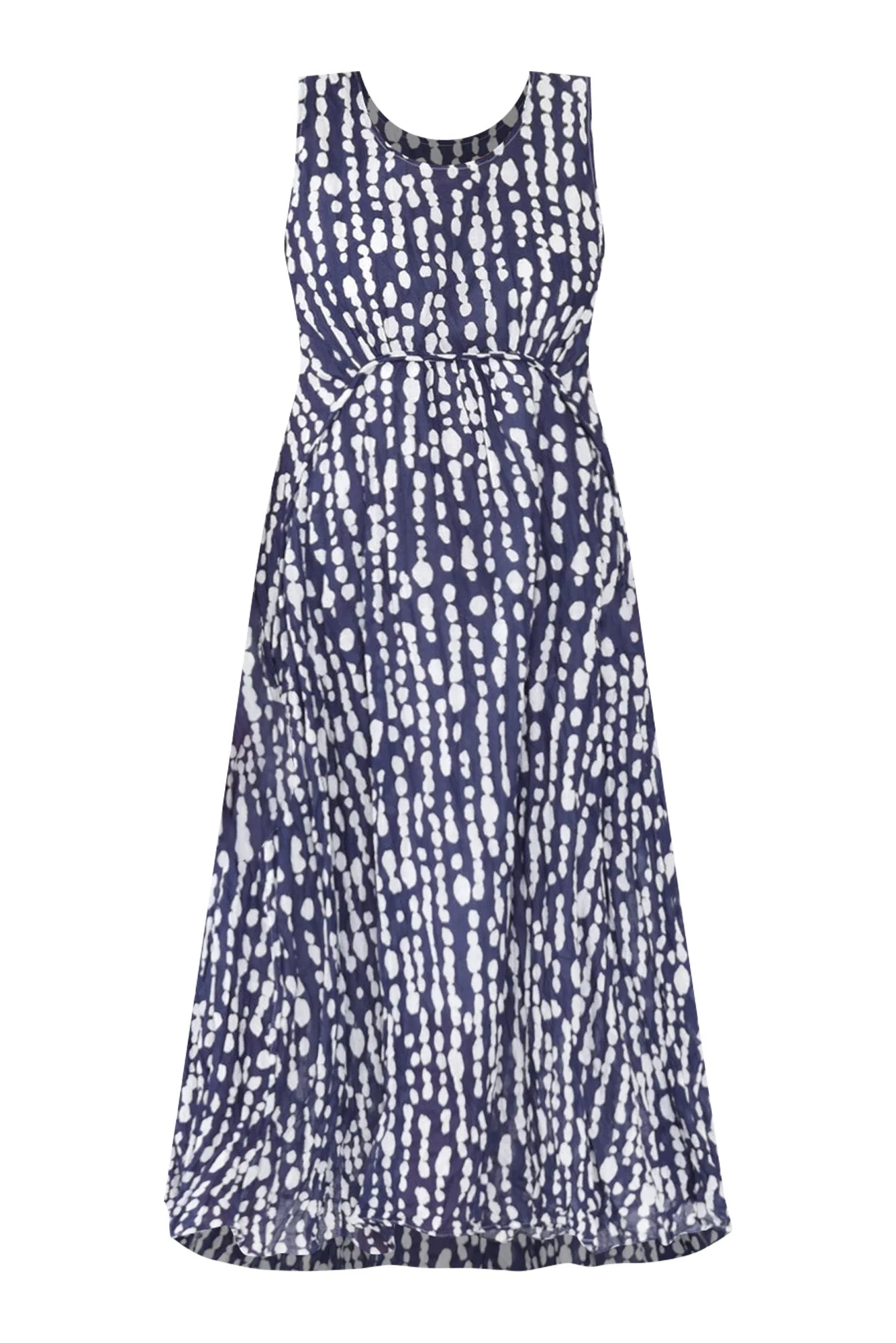 Jolie Navy Speckle Crinkle Cotton Dress